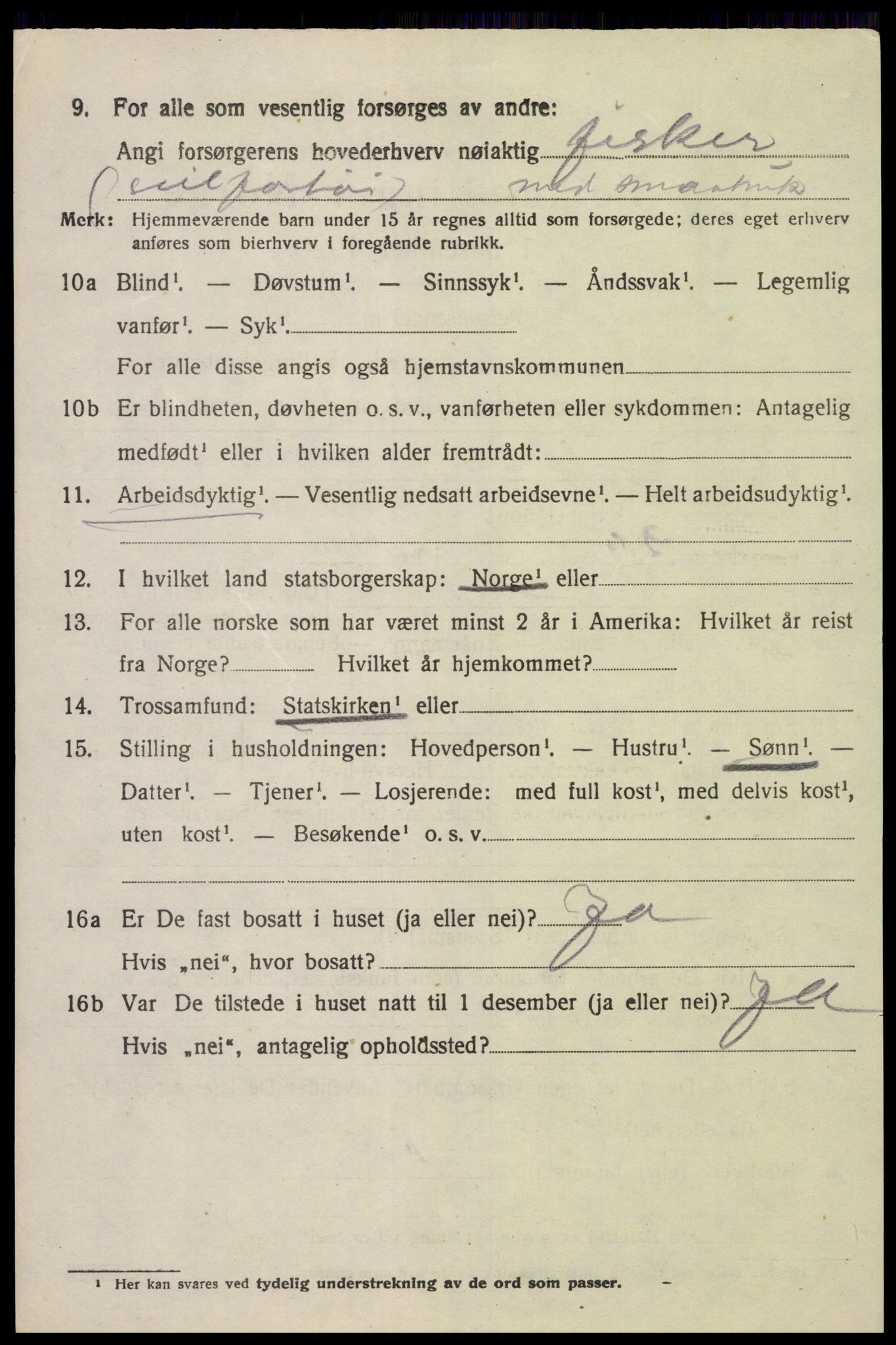 SAK, Folketelling 1920 for 1029 Sør-Audnedal herred, 1920, s. 4222