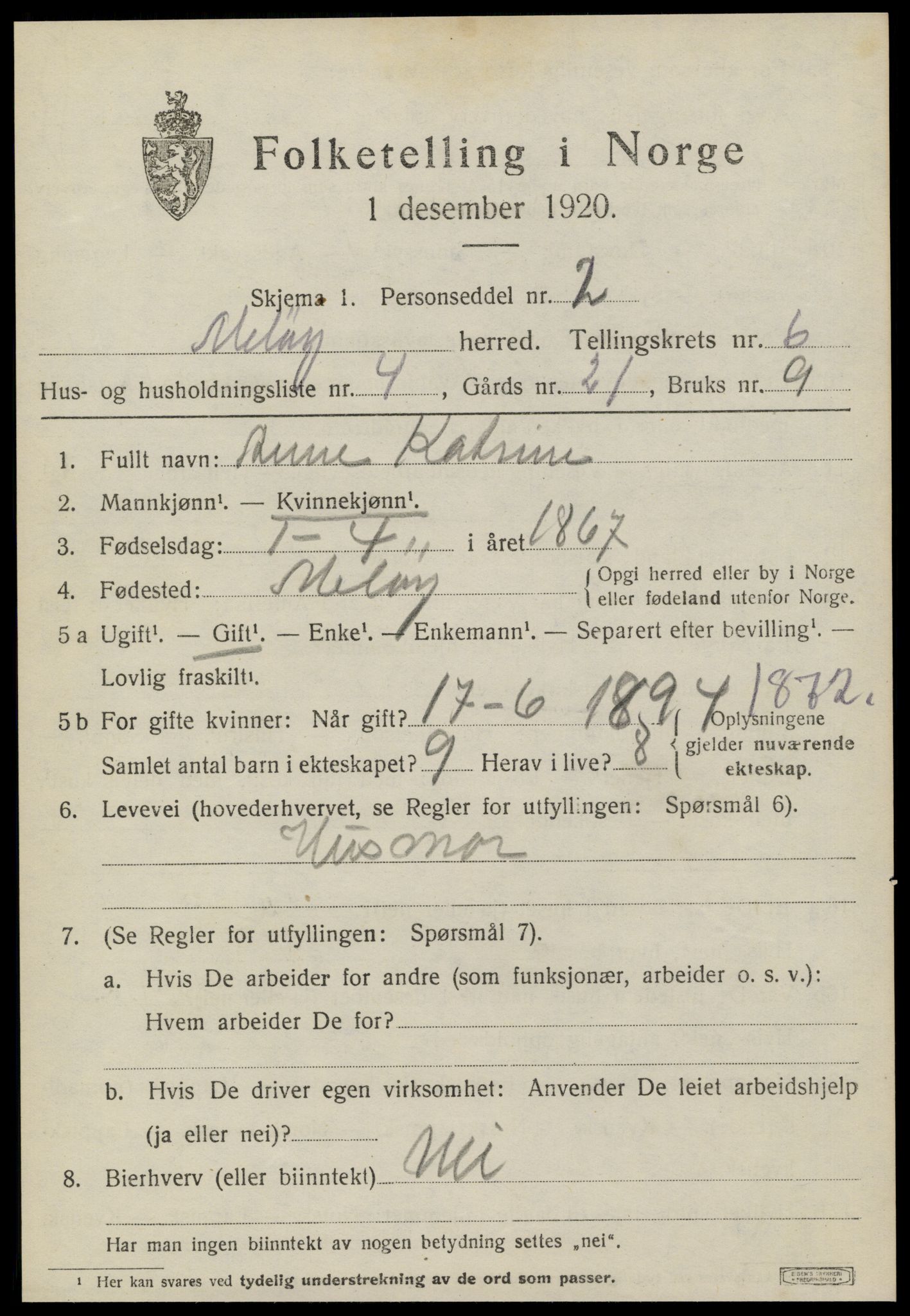 SAT, Folketelling 1920 for 1837 Meløy herred, 1920, s. 3437