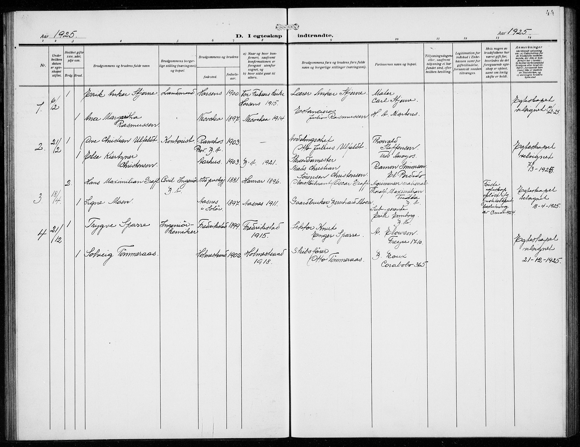 Den norske sjømannsmisjon i utlandet/Syd-Amerika (Buenos Aires m.fl.), SAB/SAB/PA-0118/H/Ha/L0003: Ministerialbok nr. A 3, 1920-1938, s. 44