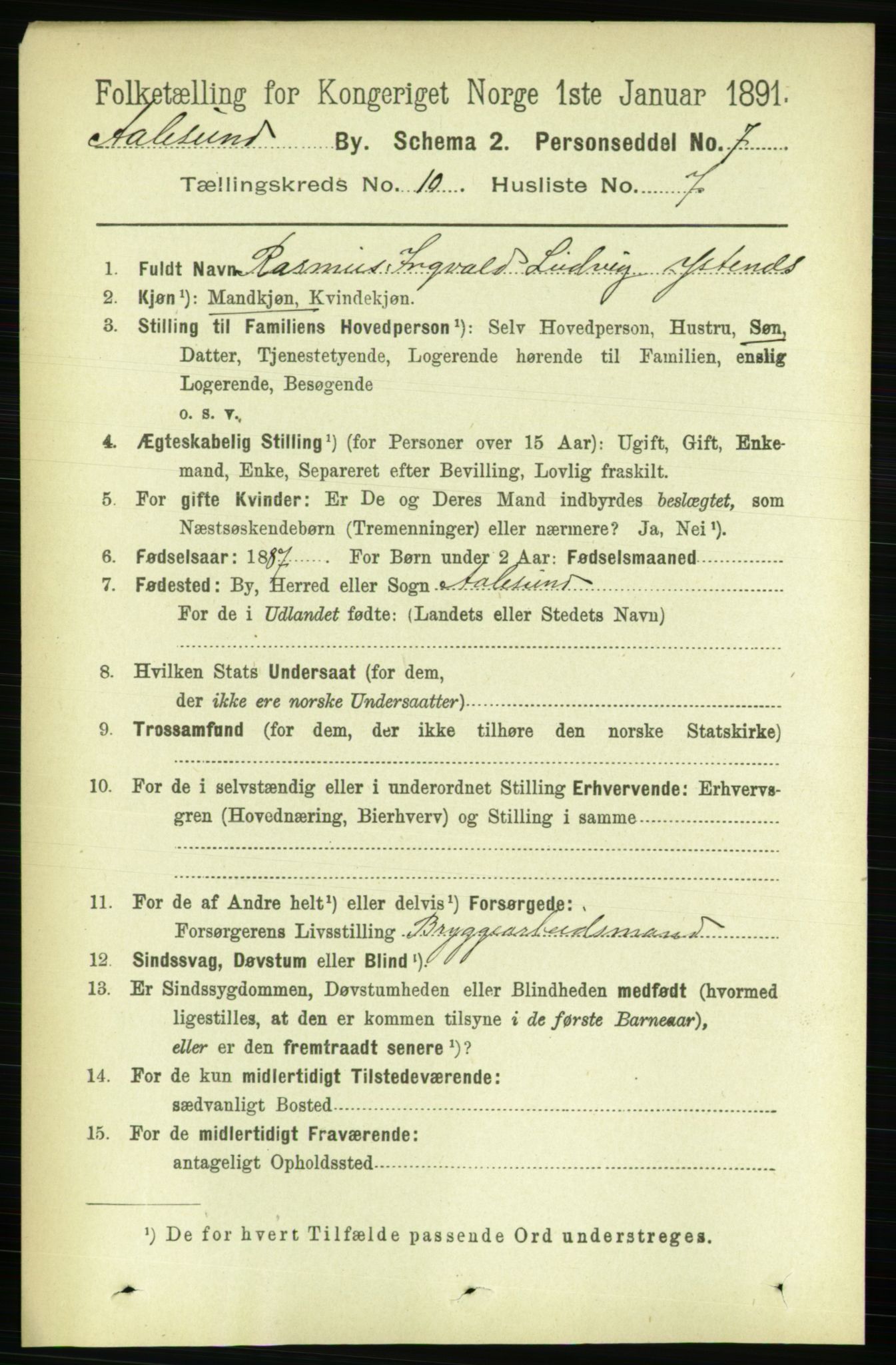 RA, Folketelling 1891 for 1501 Ålesund kjøpstad, 1891, s. 6686