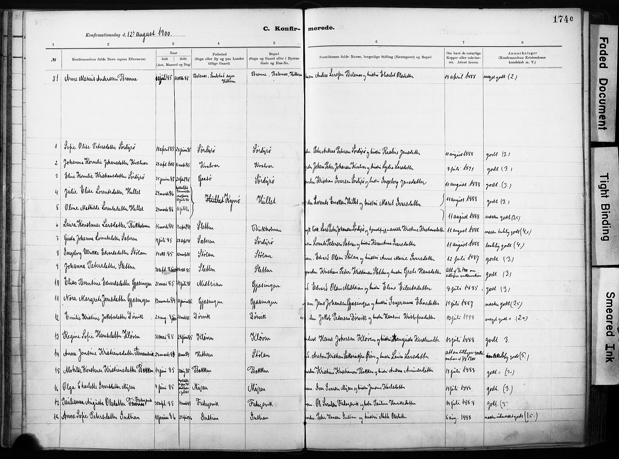 Ministerialprotokoller, klokkerbøker og fødselsregistre - Sør-Trøndelag, SAT/A-1456/640/L0579: Ministerialbok nr. 640A04, 1889-1902, s. 174c