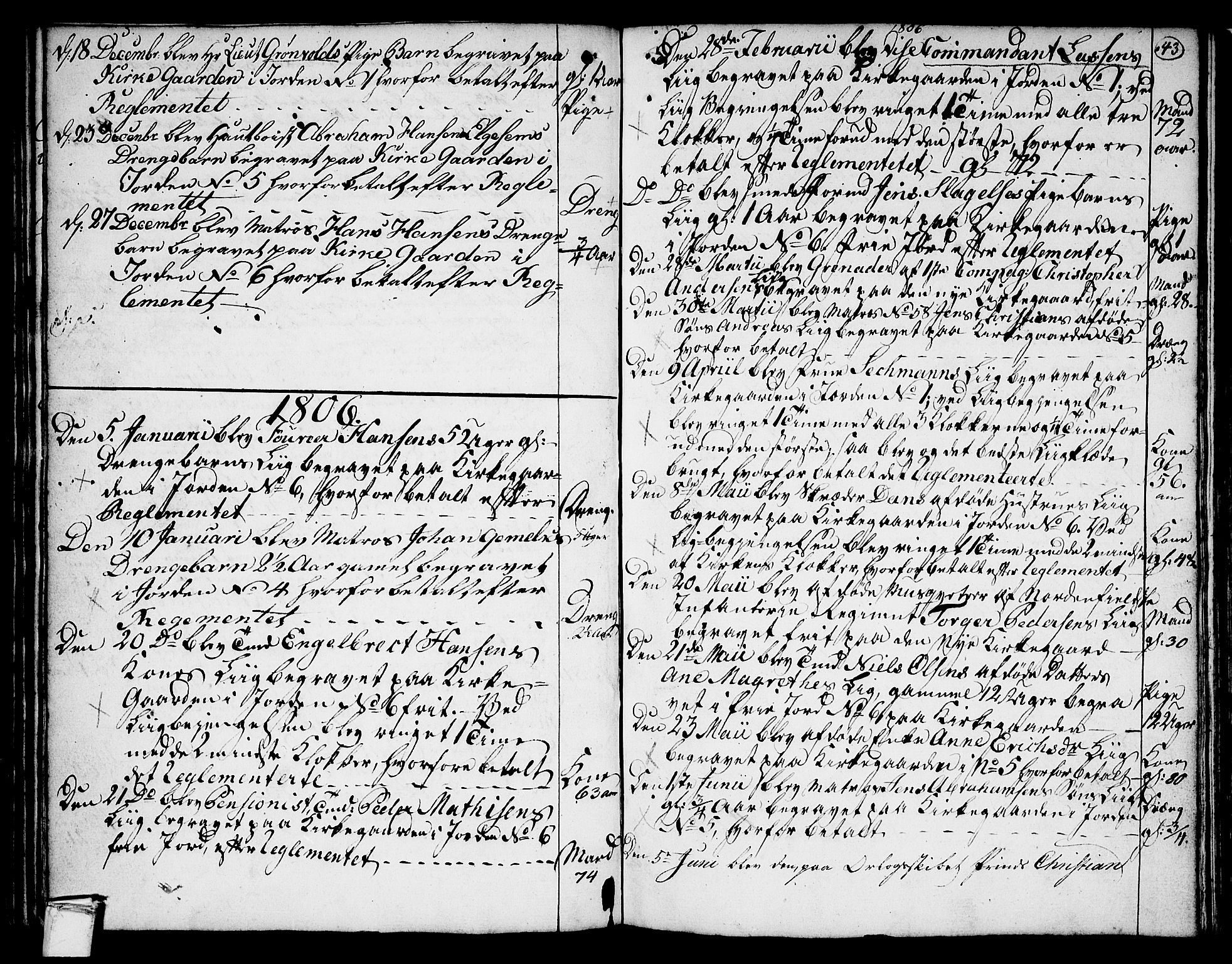 Stavern kirkebøker, SAKO/A-318/F/Fa/L0003: Ministerialbok nr. 3, 1783-1809, s. 43