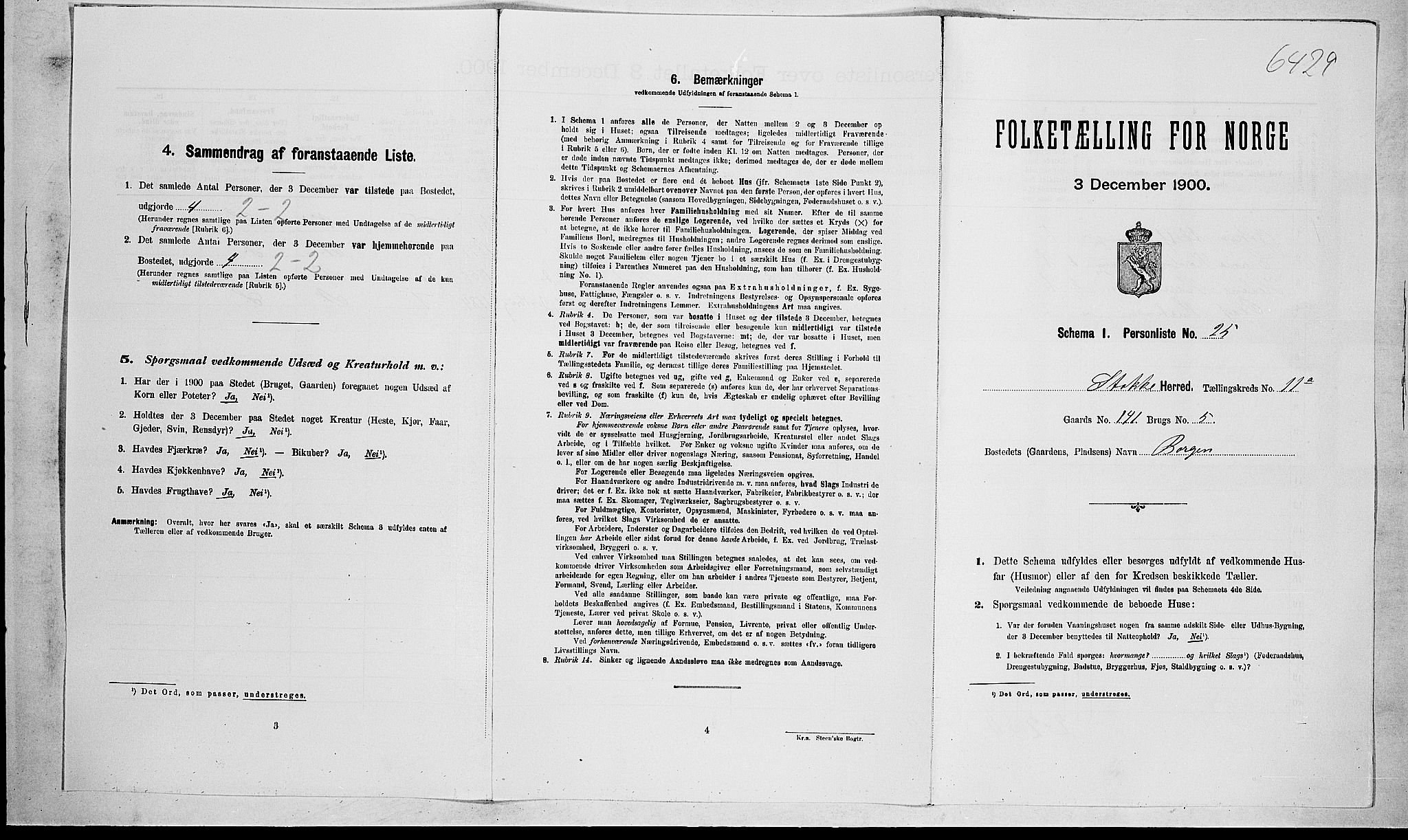 RA, Folketelling 1900 for 0720 Stokke herred, 1900, s. 1794
