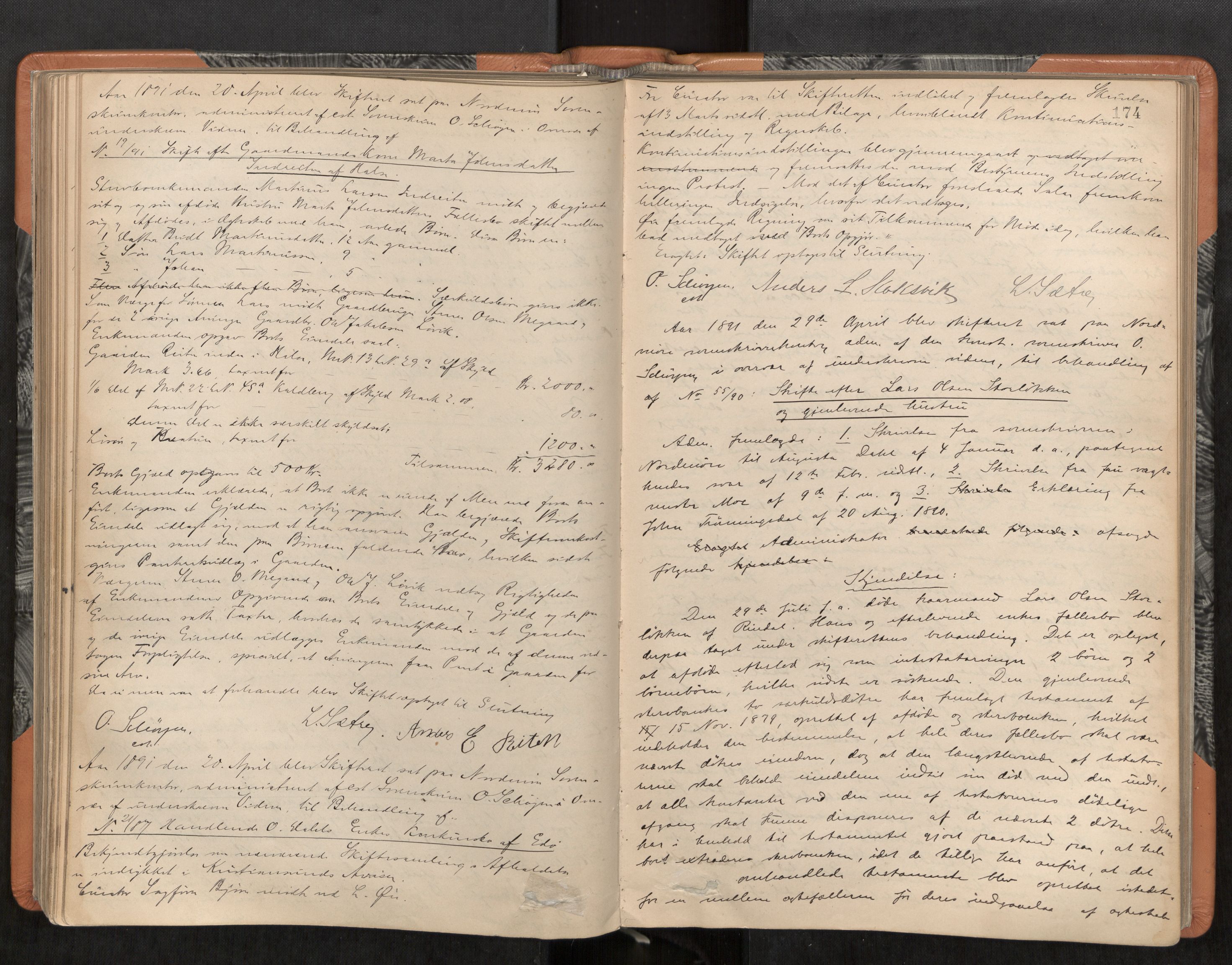 Nordmøre sorenskriveri, AV/SAT-A-4132/1/3/3B/L0005: Forhandlingsprotokoll nr. 05, 1887-1894, s. 174