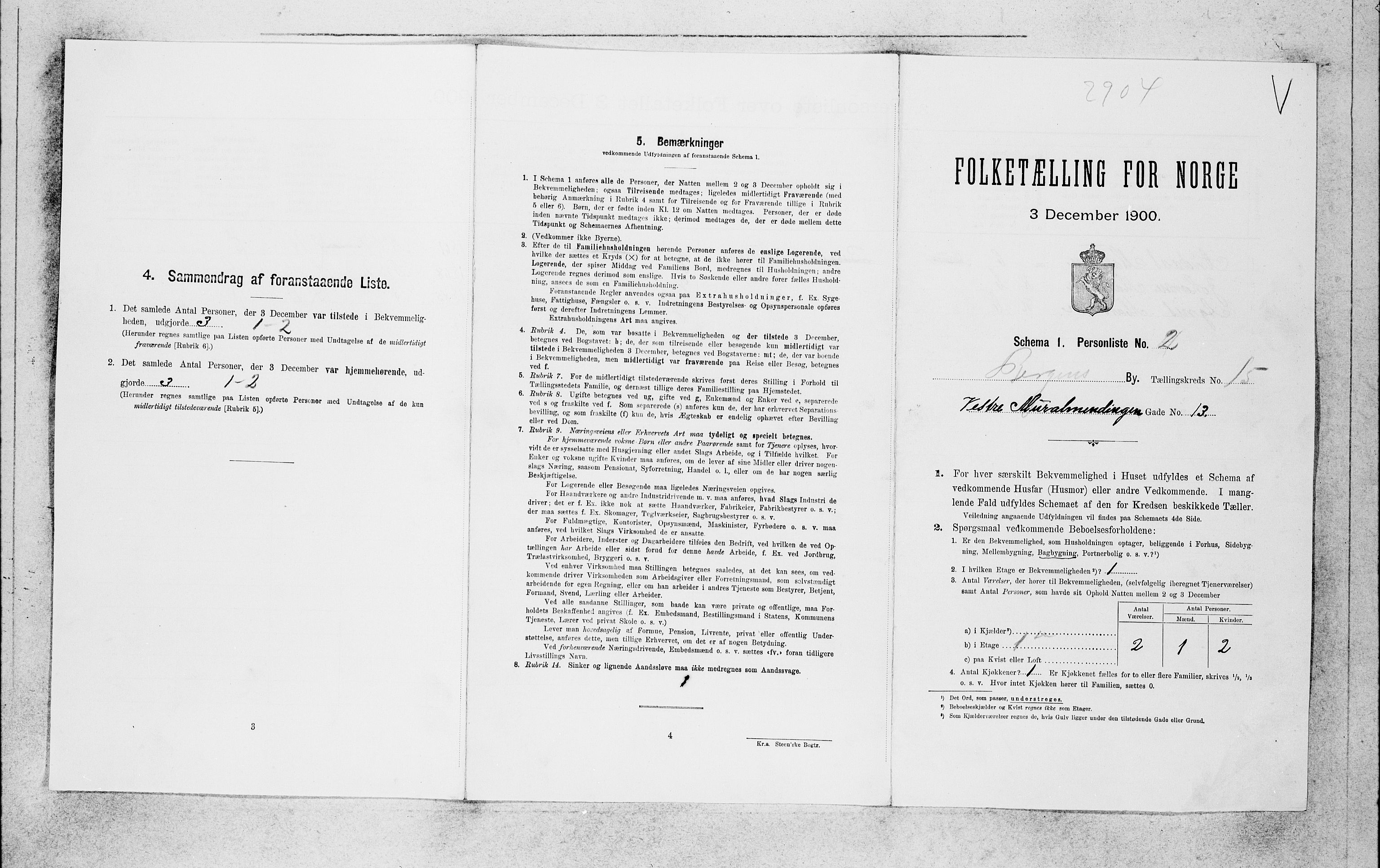 SAB, Folketelling 1900 for 1301 Bergen kjøpstad, 1900, s. 2922