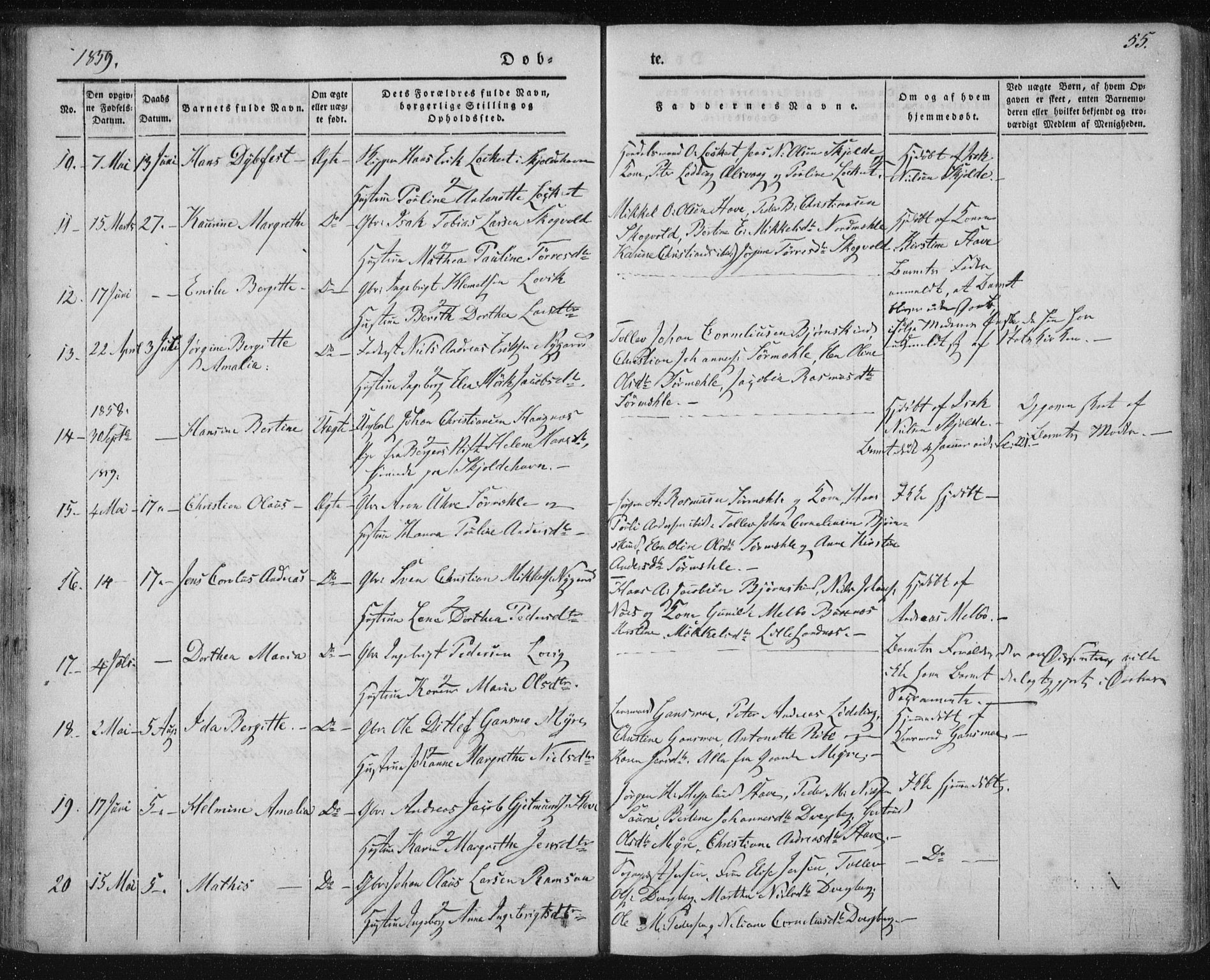 Ministerialprotokoller, klokkerbøker og fødselsregistre - Nordland, AV/SAT-A-1459/897/L1396: Ministerialbok nr. 897A04, 1842-1866, s. 55