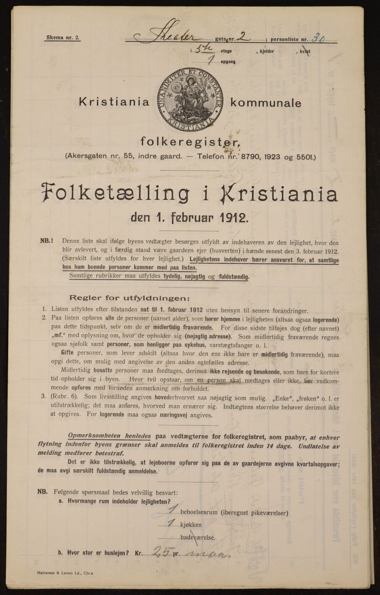 OBA, Kommunal folketelling 1.2.1912 for Kristiania, 1912, s. 107103