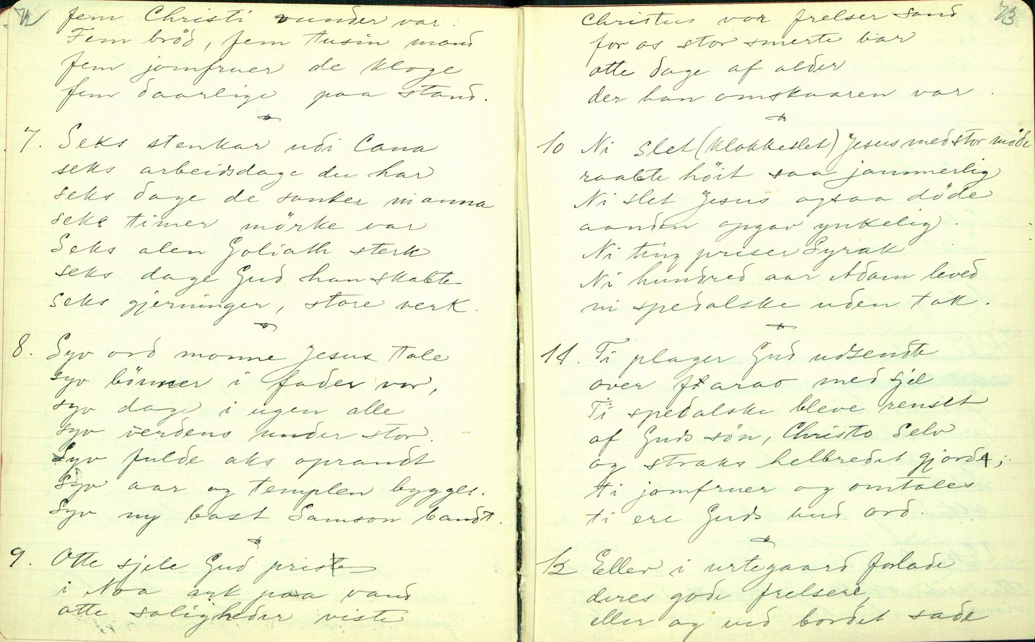 Rikard Berge, TEMU/TGM-A-1003/F/L0001/0022: 001-030 Innholdslister / 18. Plebei-visur (Laagfolkeleg poesi, skilingsdikt), 1902, s. 72-73