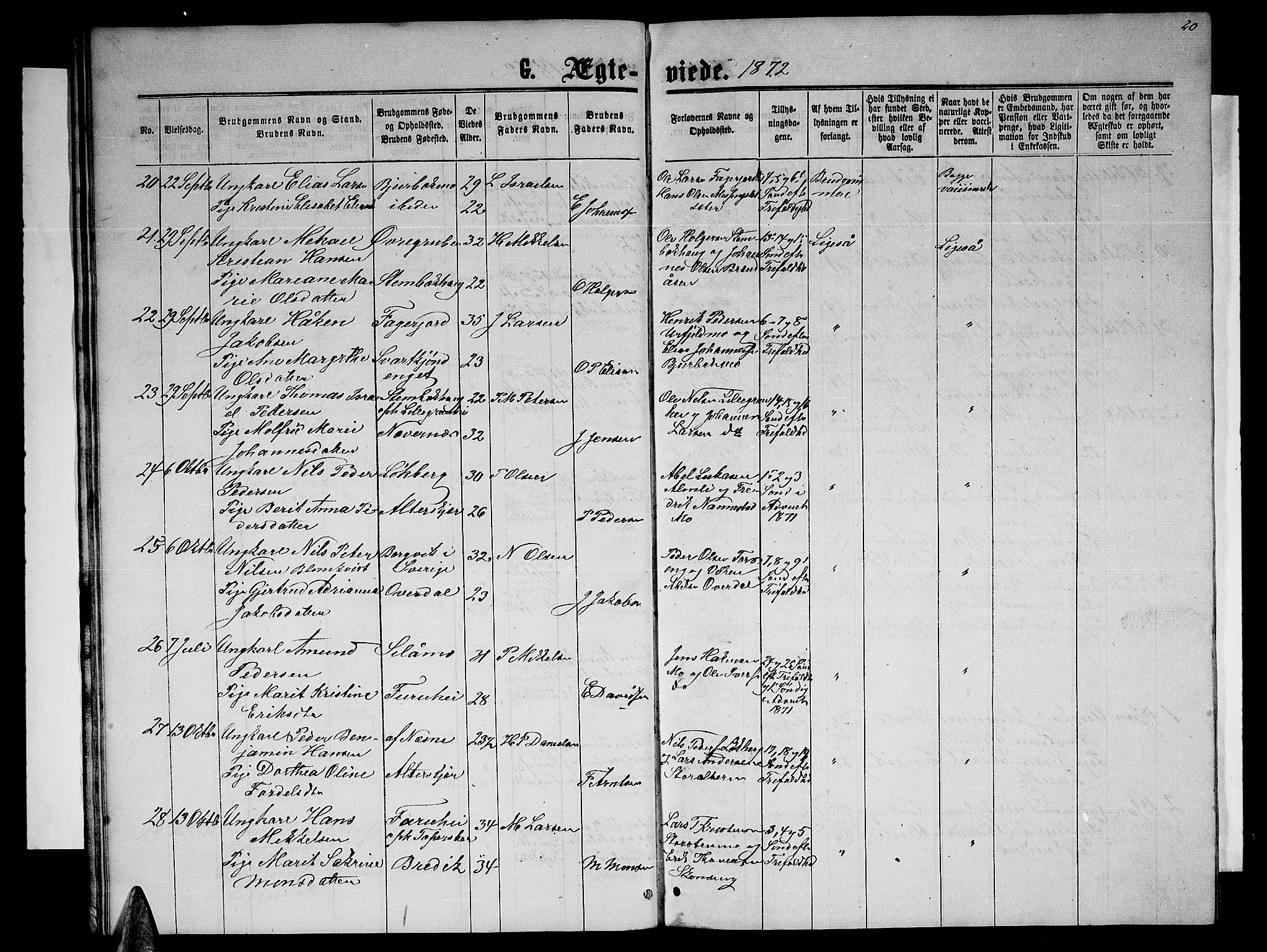 Ministerialprotokoller, klokkerbøker og fødselsregistre - Nordland, AV/SAT-A-1459/827/L0417: Klokkerbok nr. 827C06, 1864-1886, s. 20