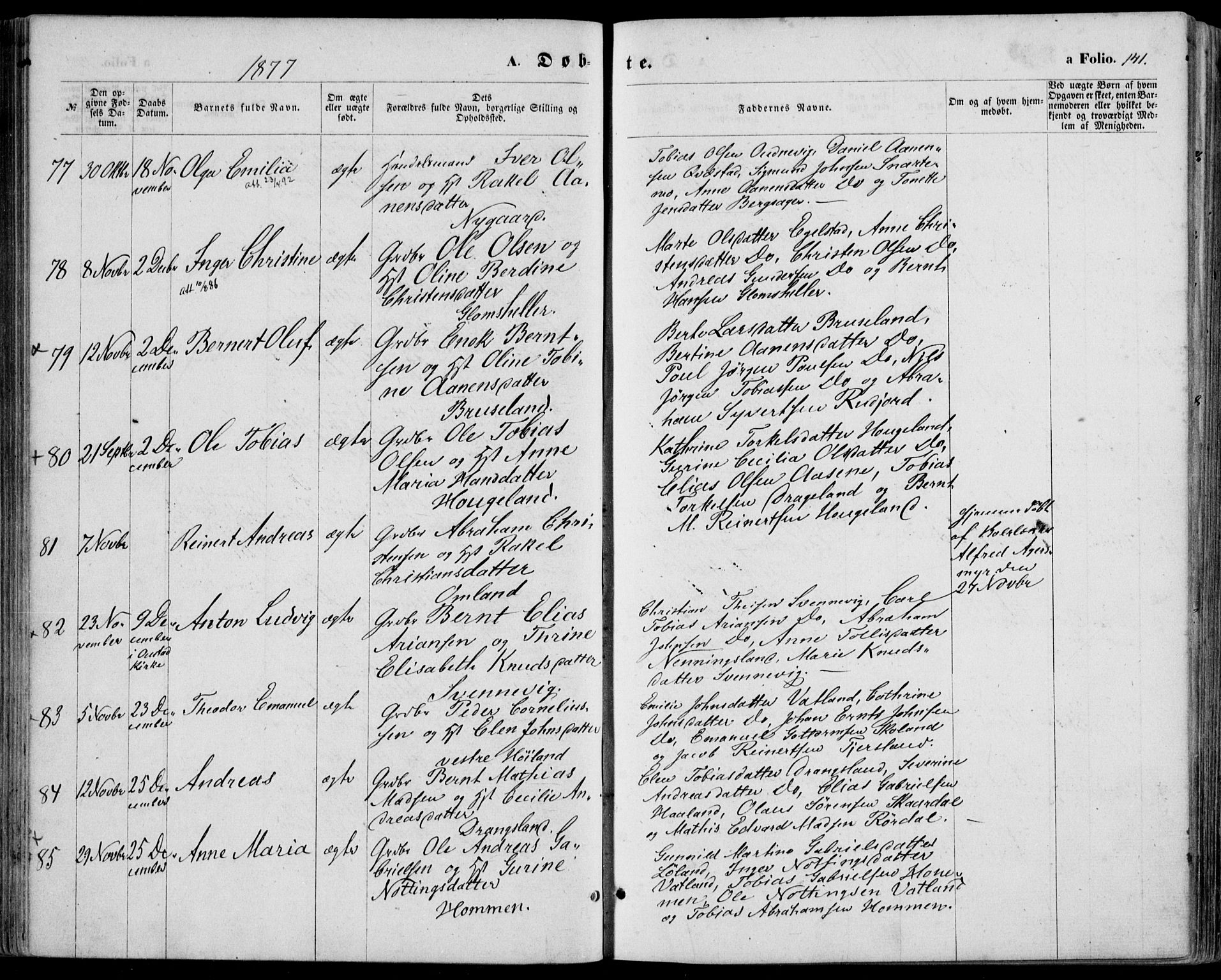 Lyngdal sokneprestkontor, AV/SAK-1111-0029/F/Fa/Fac/L0010: Ministerialbok nr. A 10, 1865-1878, s. 141