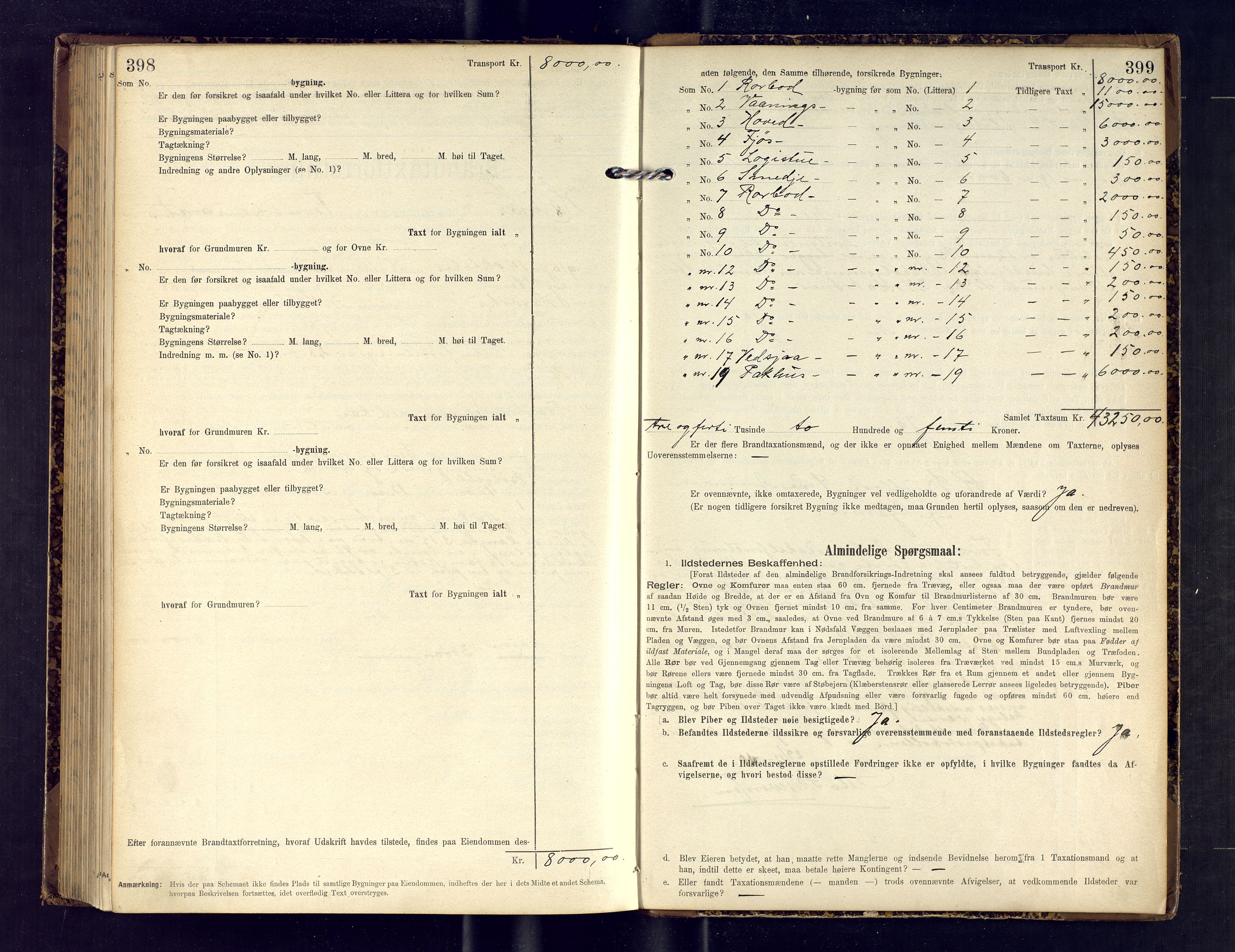 Hasvik lensmannskontor, AV/SATØ-SATO-164/Fob/L0003: Branntakstprotokoll, 1906-1910, s. 398-399