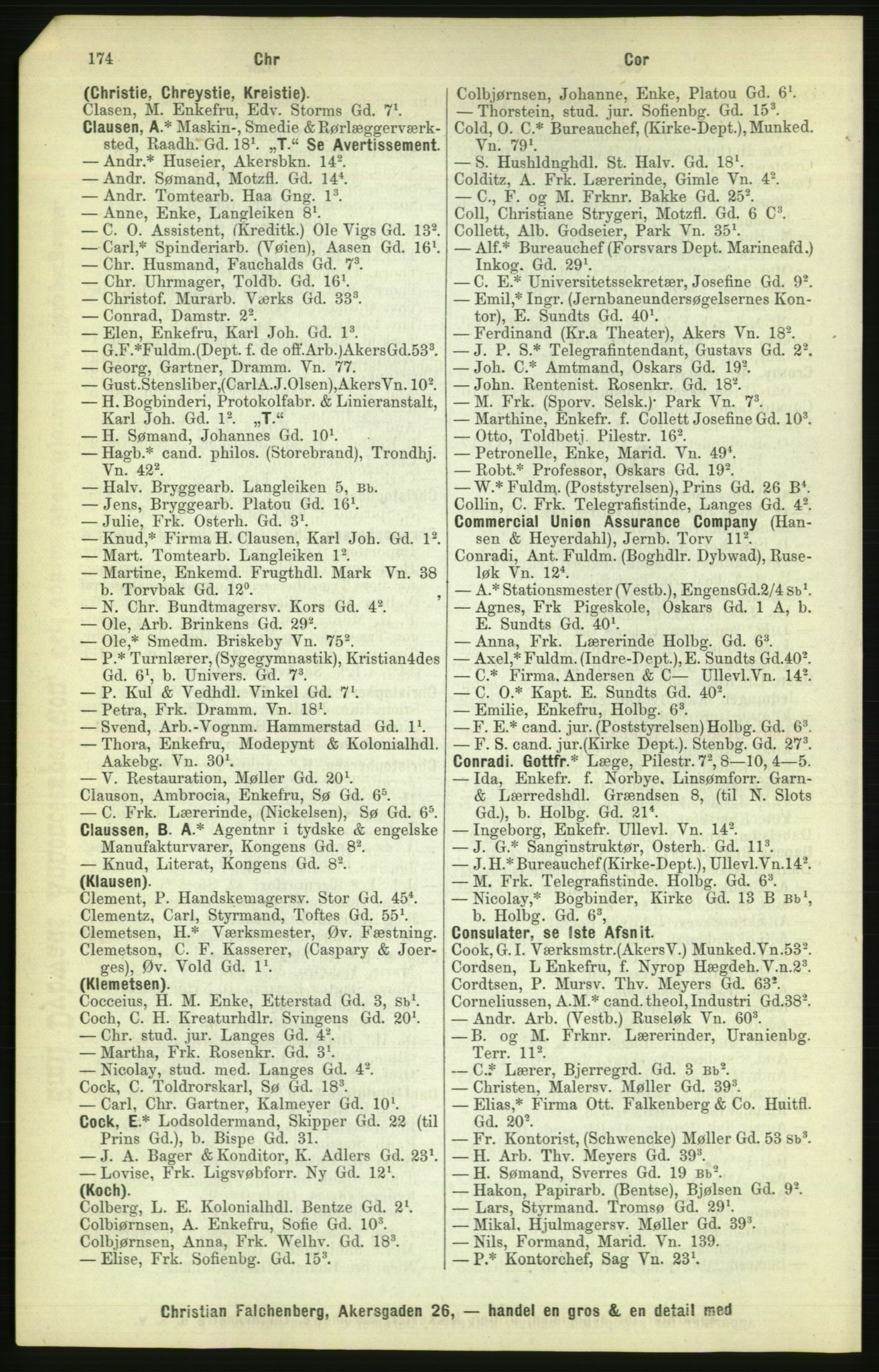 Kristiania/Oslo adressebok, PUBL/-, 1886, s. 174