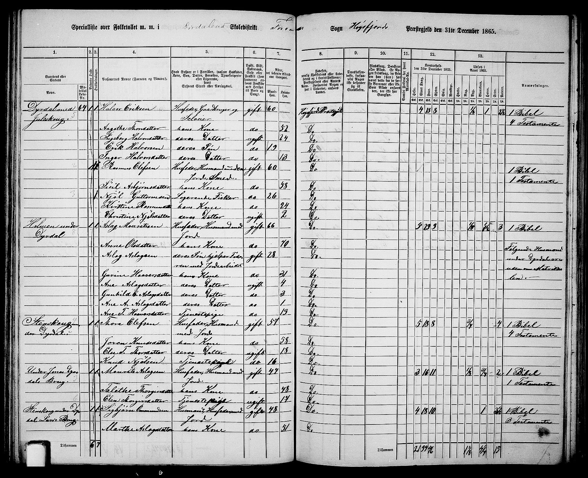 RA, Folketelling 1865 for 1128P Høgsfjord prestegjeld, 1865, s. 93