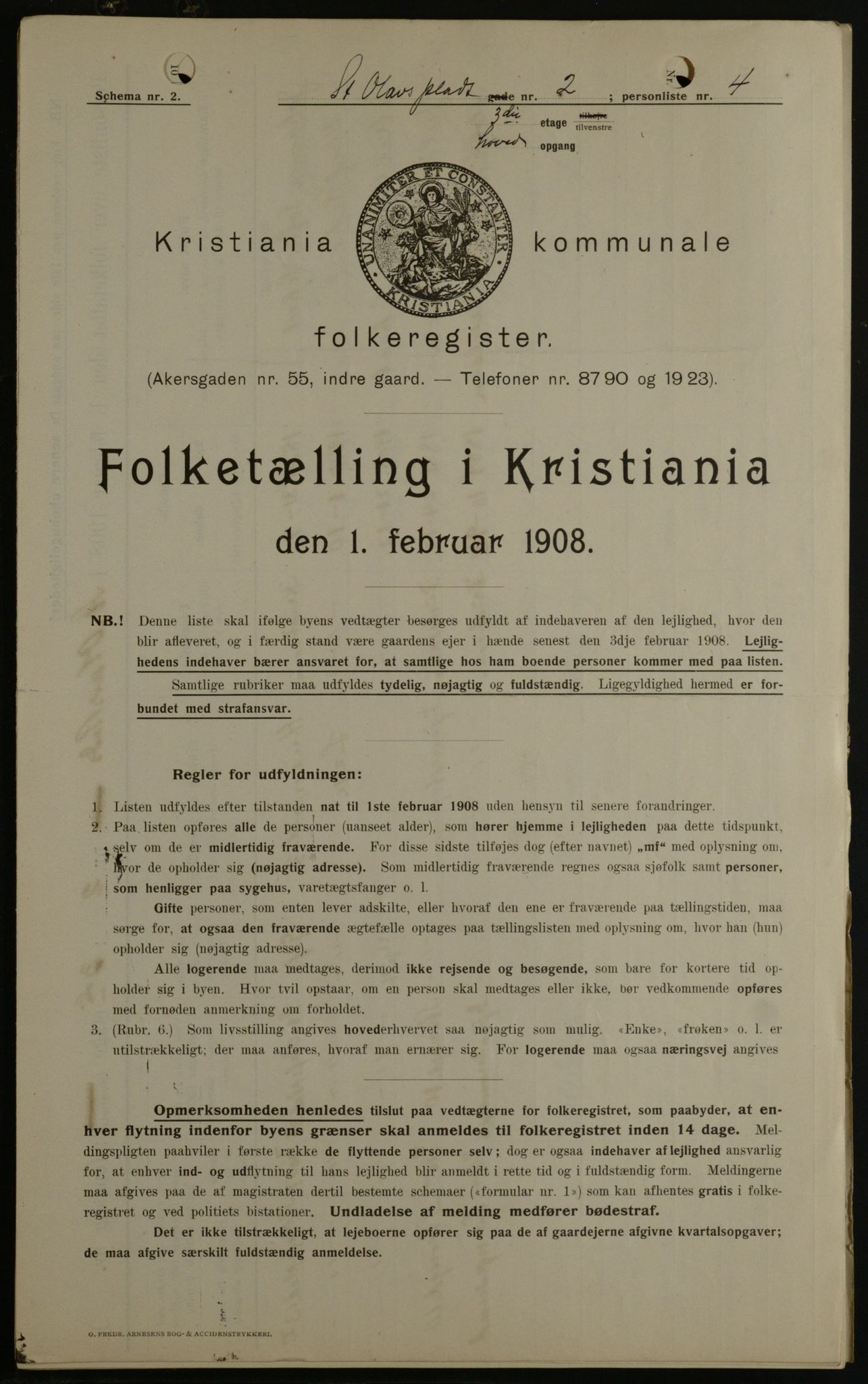 OBA, Kommunal folketelling 1.2.1908 for Kristiania kjøpstad, 1908, s. 79634