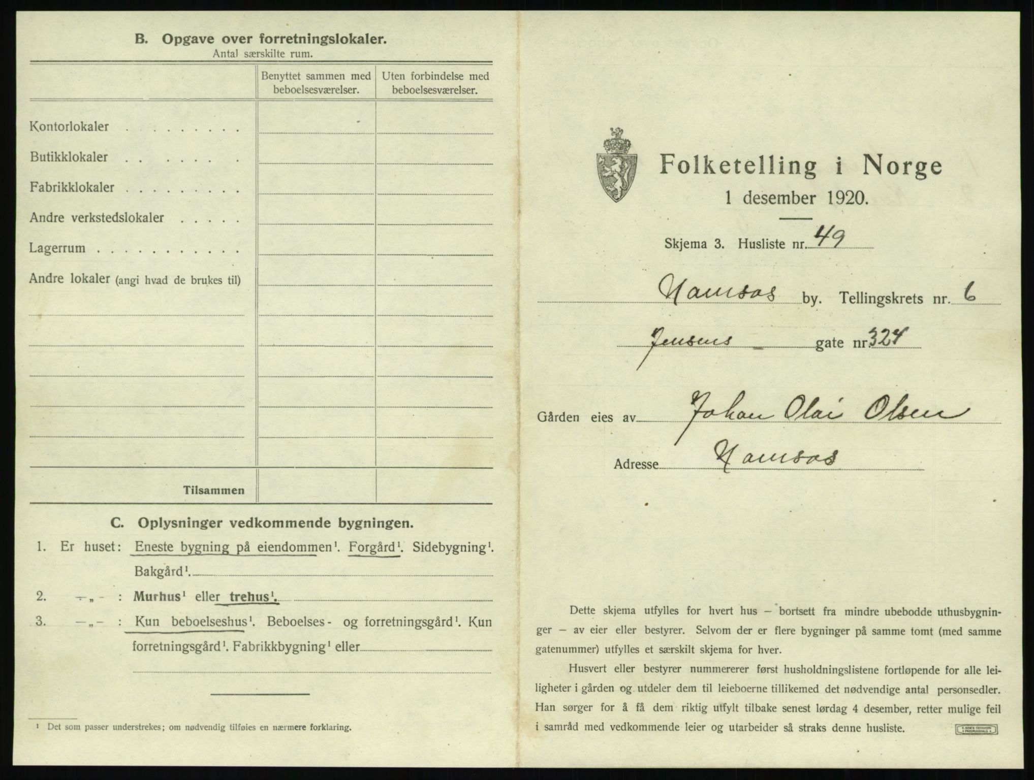 SAT, Folketelling 1920 for 1703 Namsos ladested, 1920, s. 701