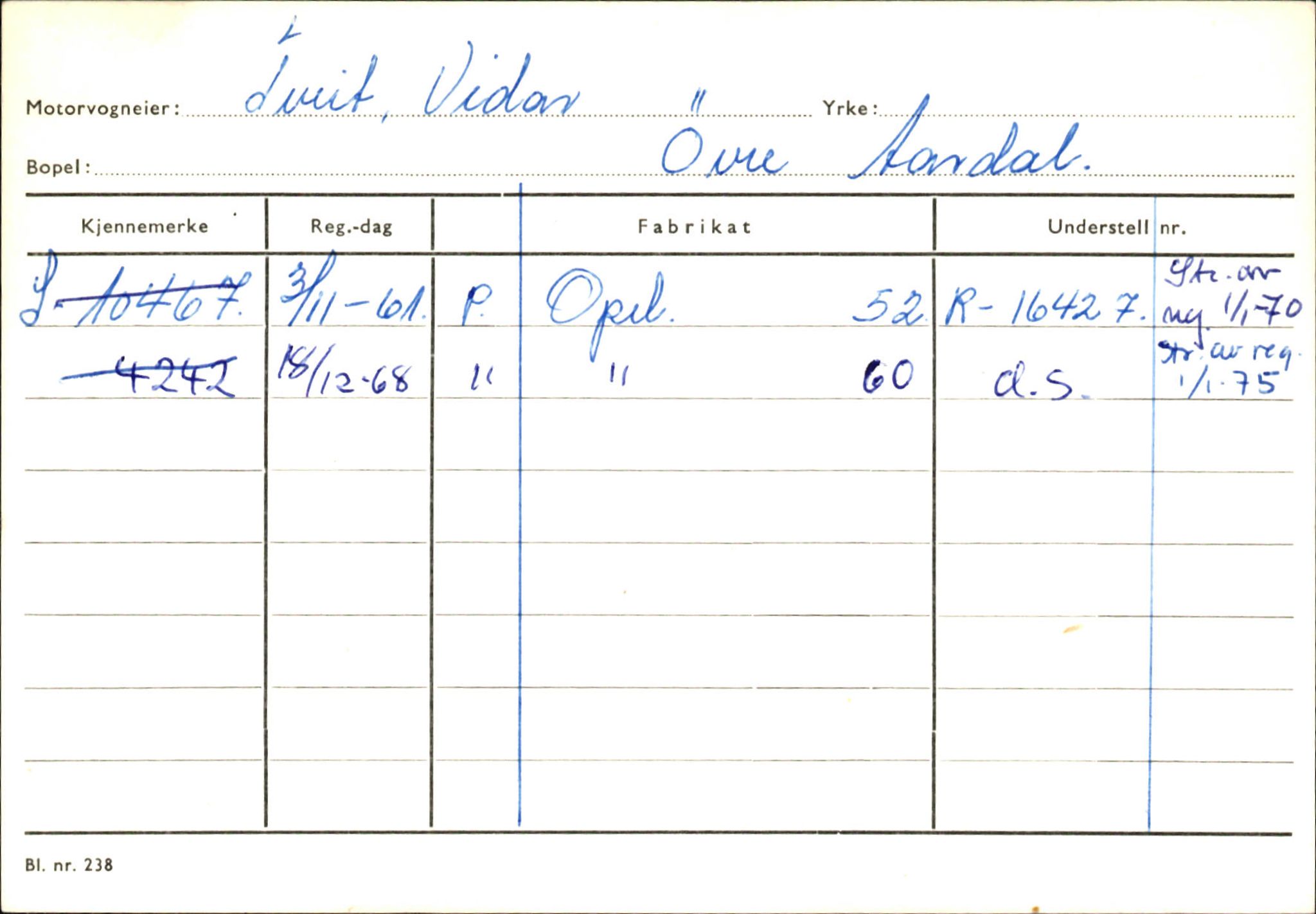 Statens vegvesen, Sogn og Fjordane vegkontor, AV/SAB-A-5301/4/F/L0146: Registerkort Årdal R-Å samt diverse kort, 1945-1975, s. 1003