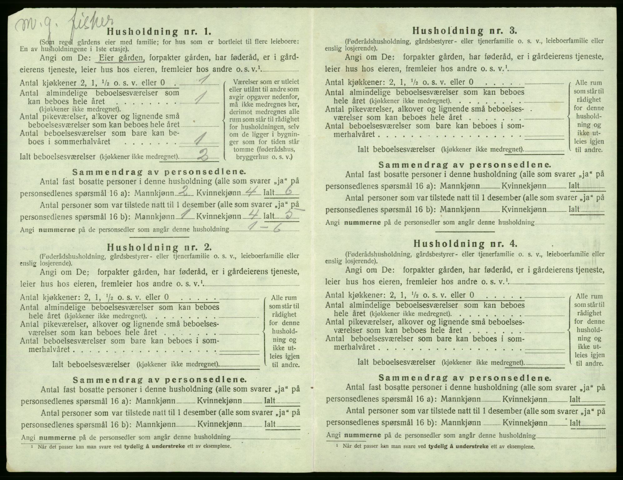 SAB, Folketelling 1920 for 1246 Fjell herred, 1920, s. 619