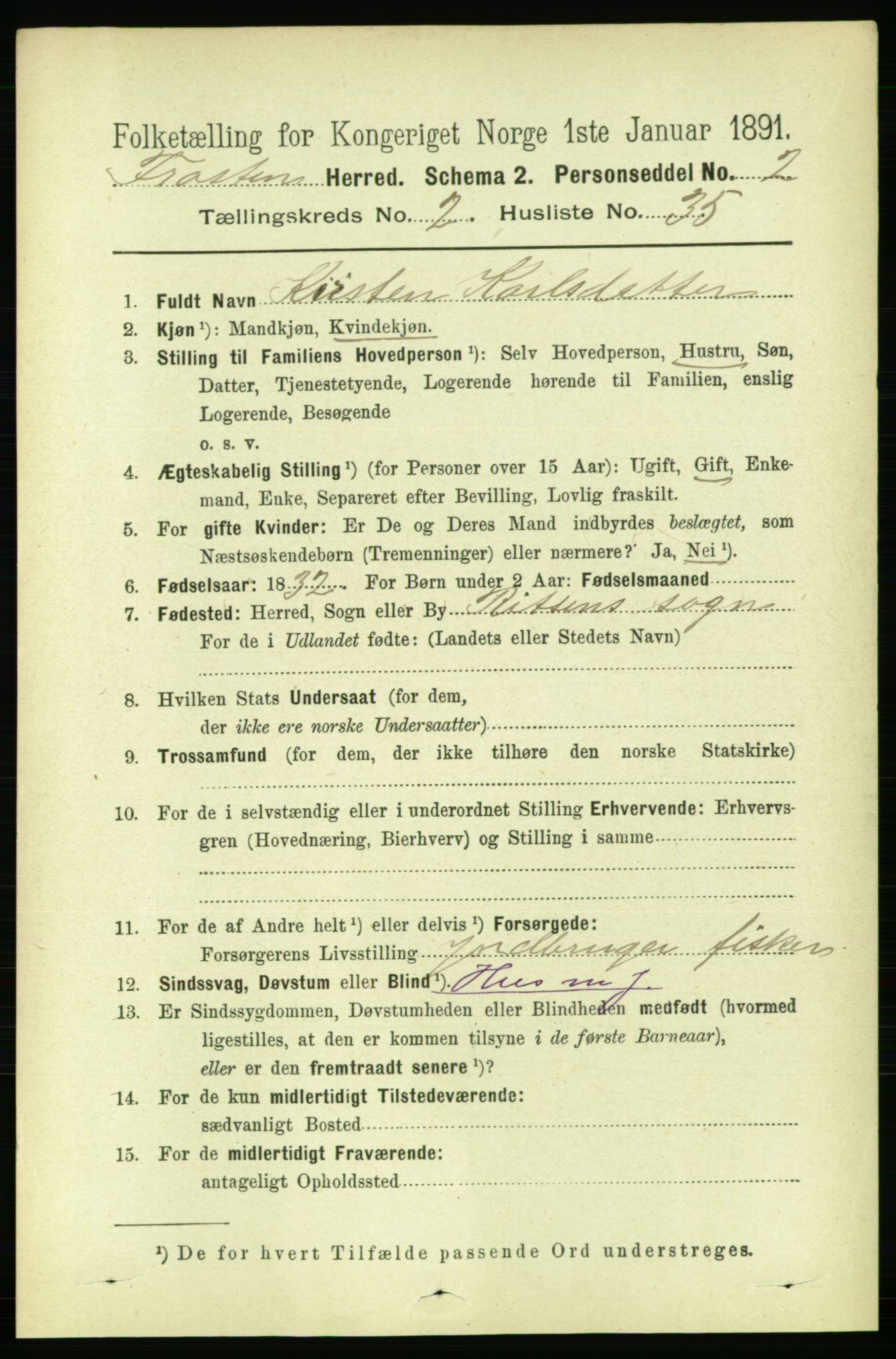RA, Folketelling 1891 for 1717 Frosta herred, 1891, s. 1285