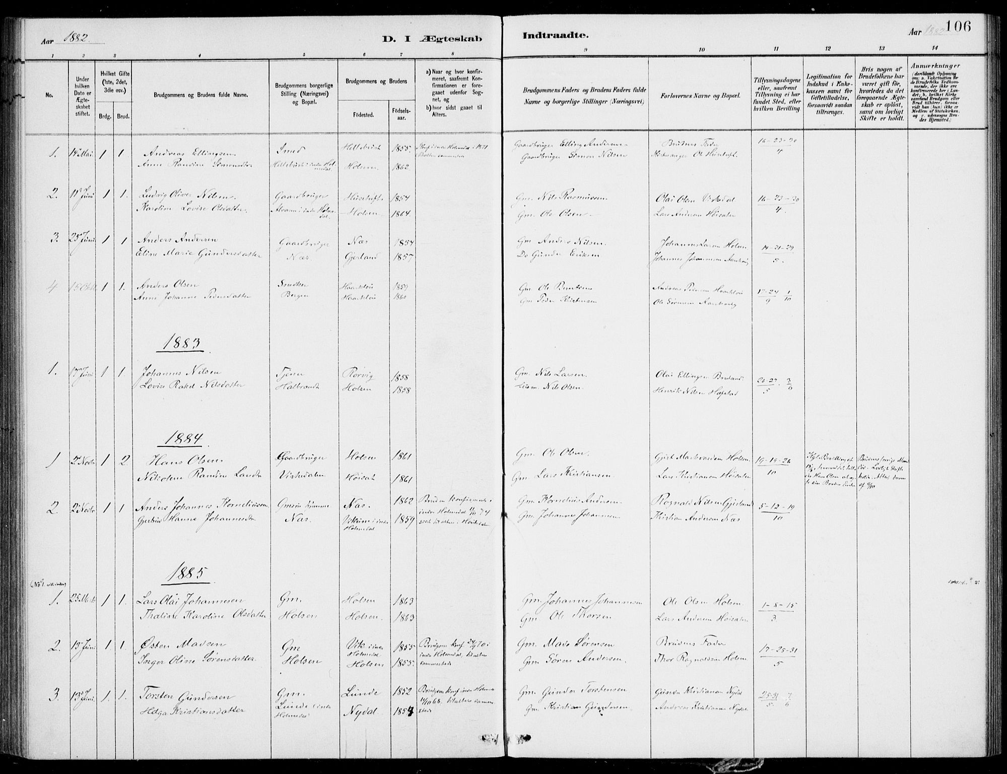 Førde sokneprestembete, AV/SAB-A-79901/H/Haa/Haac/L0001: Ministerialbok nr. C  1, 1881-1920, s. 106