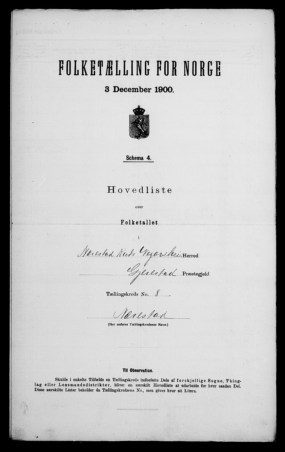 SAK, Folketelling 1900 for 0912 Vegårshei herred, 1900, s. 34