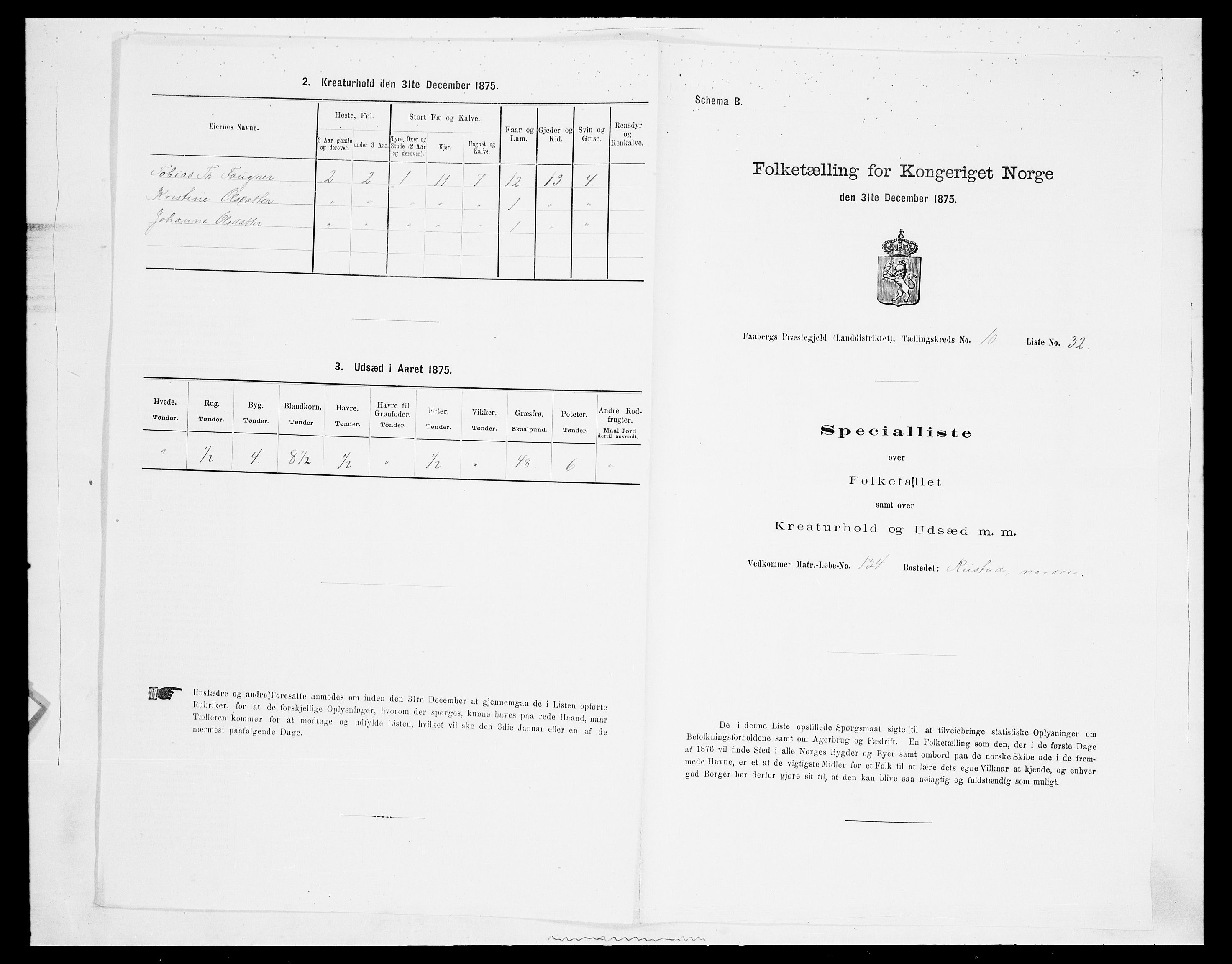 SAH, Folketelling 1875 for 0524L Fåberg prestegjeld, Fåberg sokn og Lillehammer landsokn, 1875, s. 1274