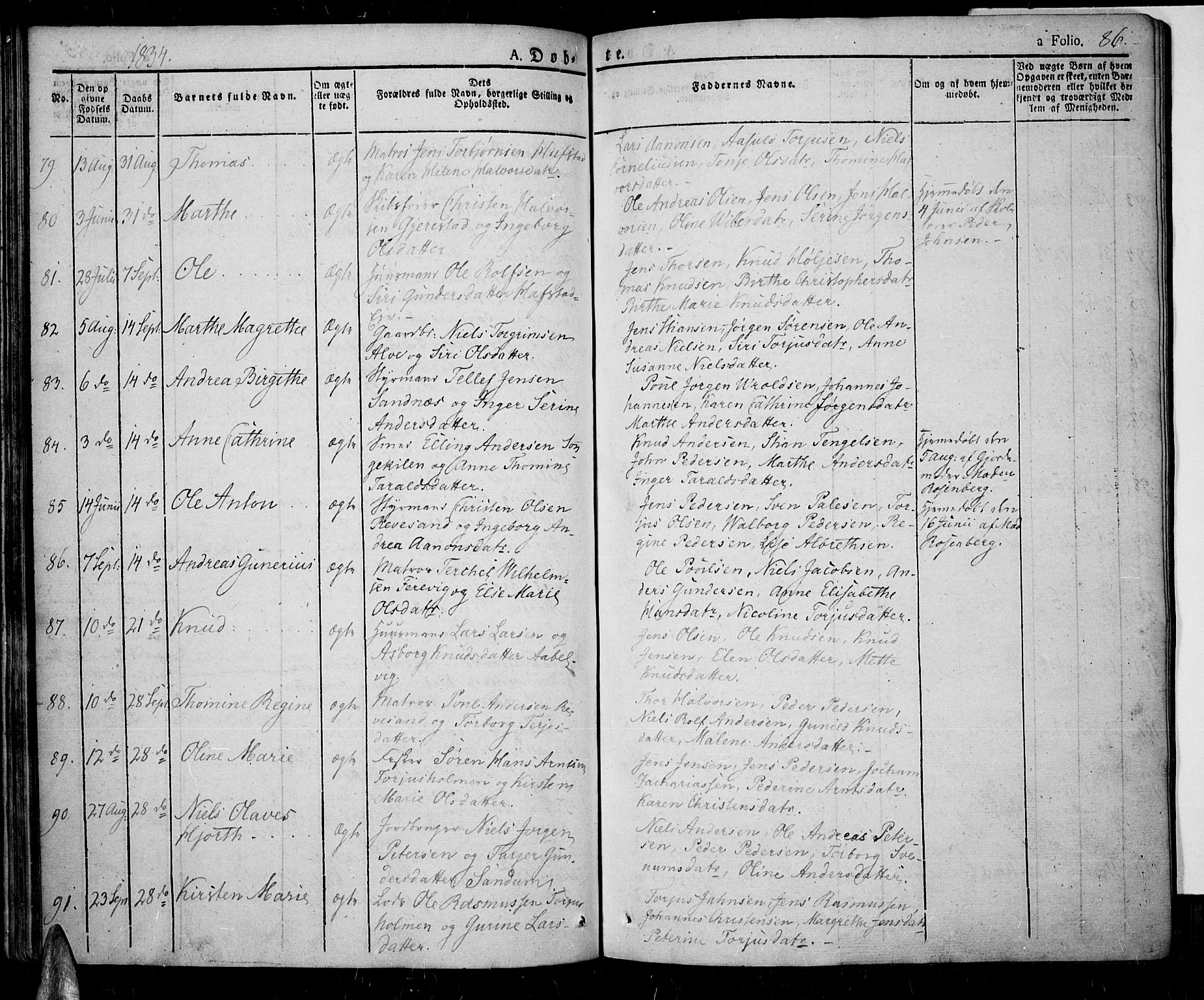 Tromøy sokneprestkontor, AV/SAK-1111-0041/F/Fa/L0003: Ministerialbok nr. A 3, 1825-1837, s. 86