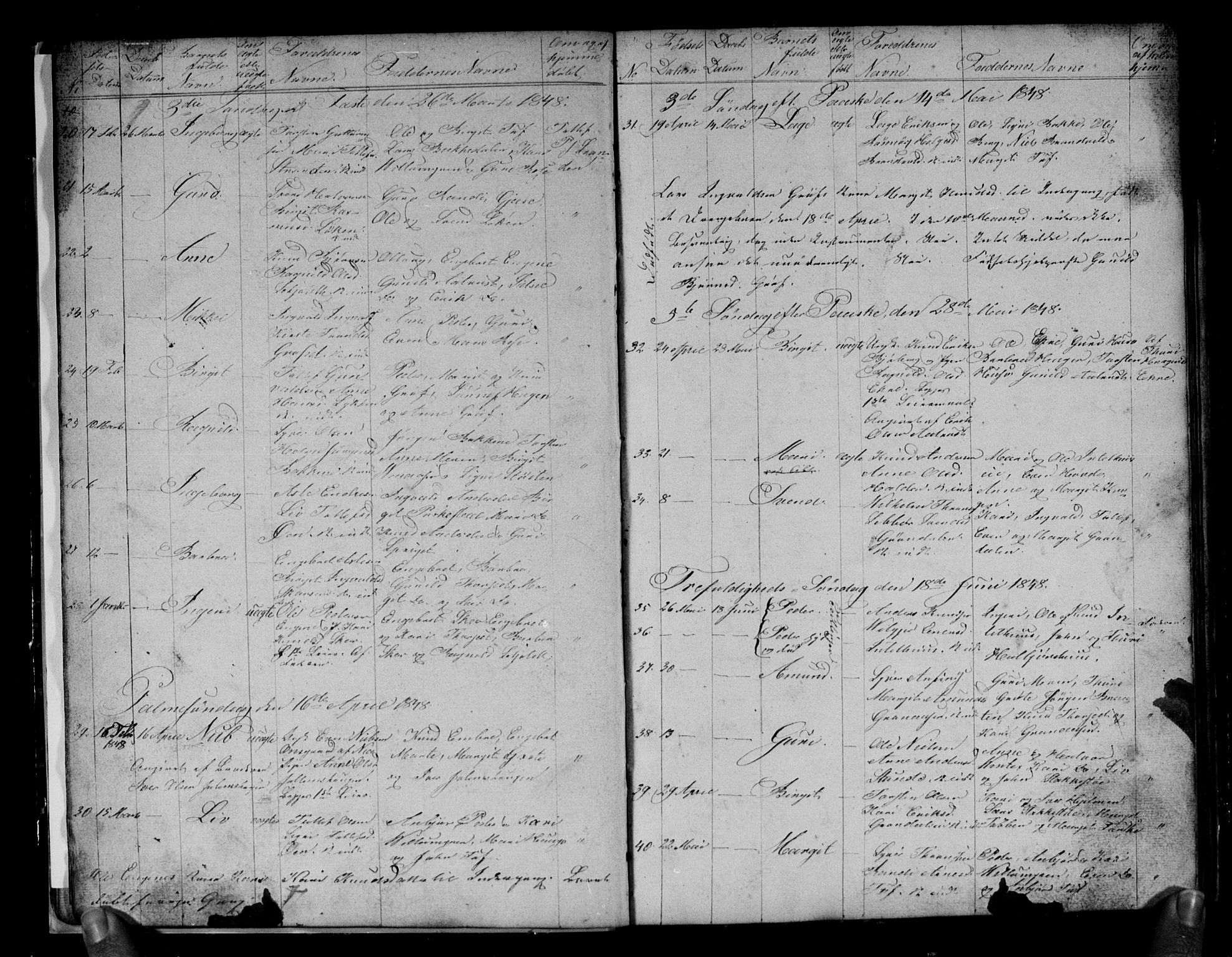 Gol kirkebøker, AV/SAKO-A-226/G/Gb/L0003: Klokkerbok nr. II 3, 1844-1858, s. 22-23