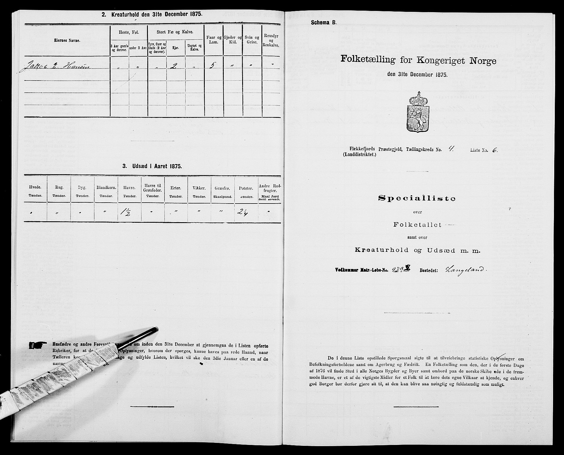 SAK, Folketelling 1875 for 1042L Flekkefjord prestegjeld, Nes sokn og Hidra sokn, 1875, s. 544