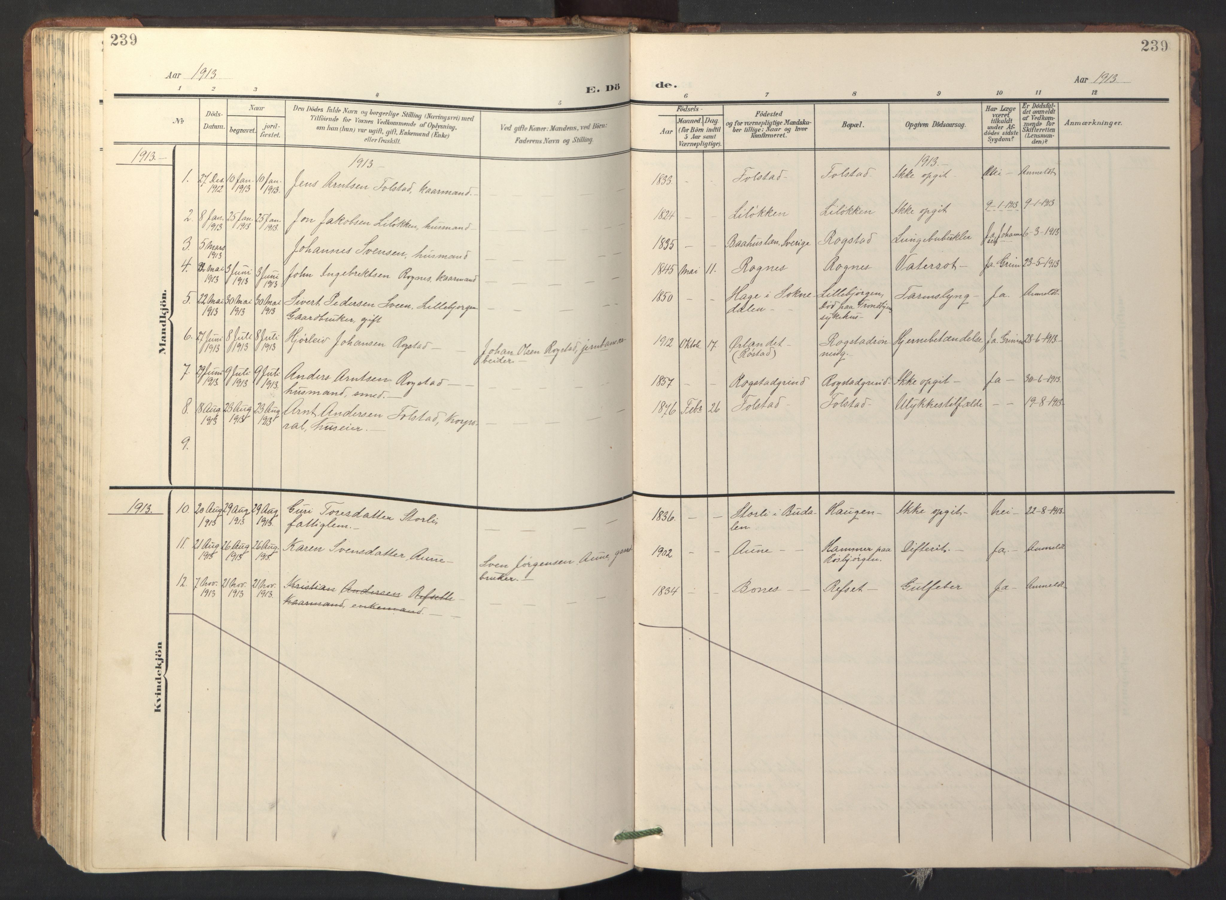 Ministerialprotokoller, klokkerbøker og fødselsregistre - Sør-Trøndelag, AV/SAT-A-1456/687/L1019: Klokkerbok nr. 687C03, 1904-1931, s. 239