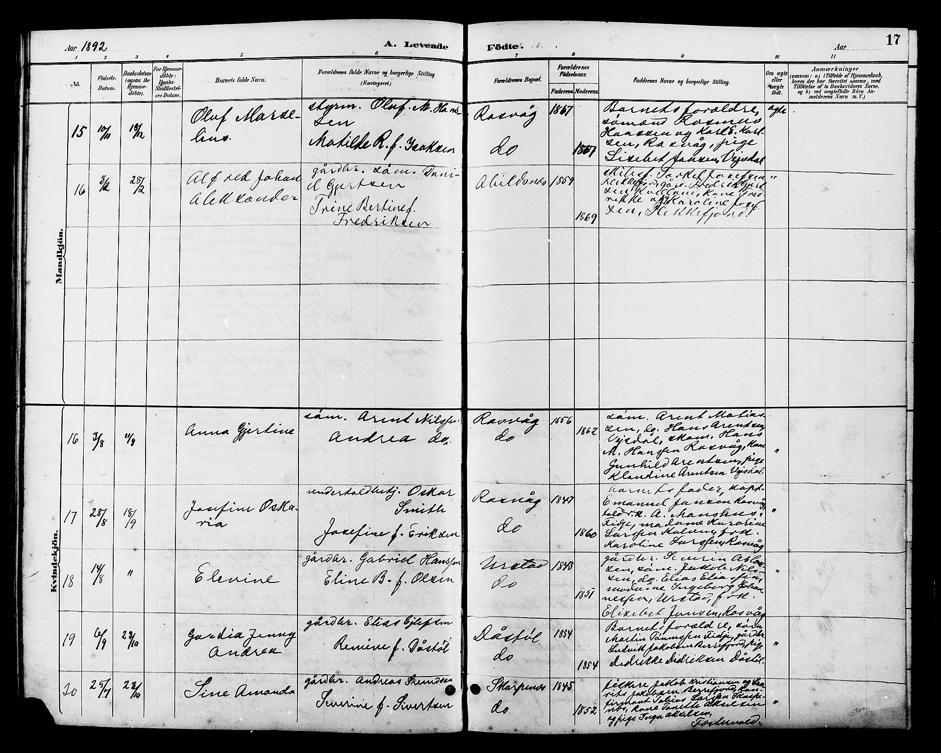 Flekkefjord sokneprestkontor, AV/SAK-1111-0012/F/Fb/Fbb/L0004: Klokkerbok nr. B 4, 1889-1907, s. 17