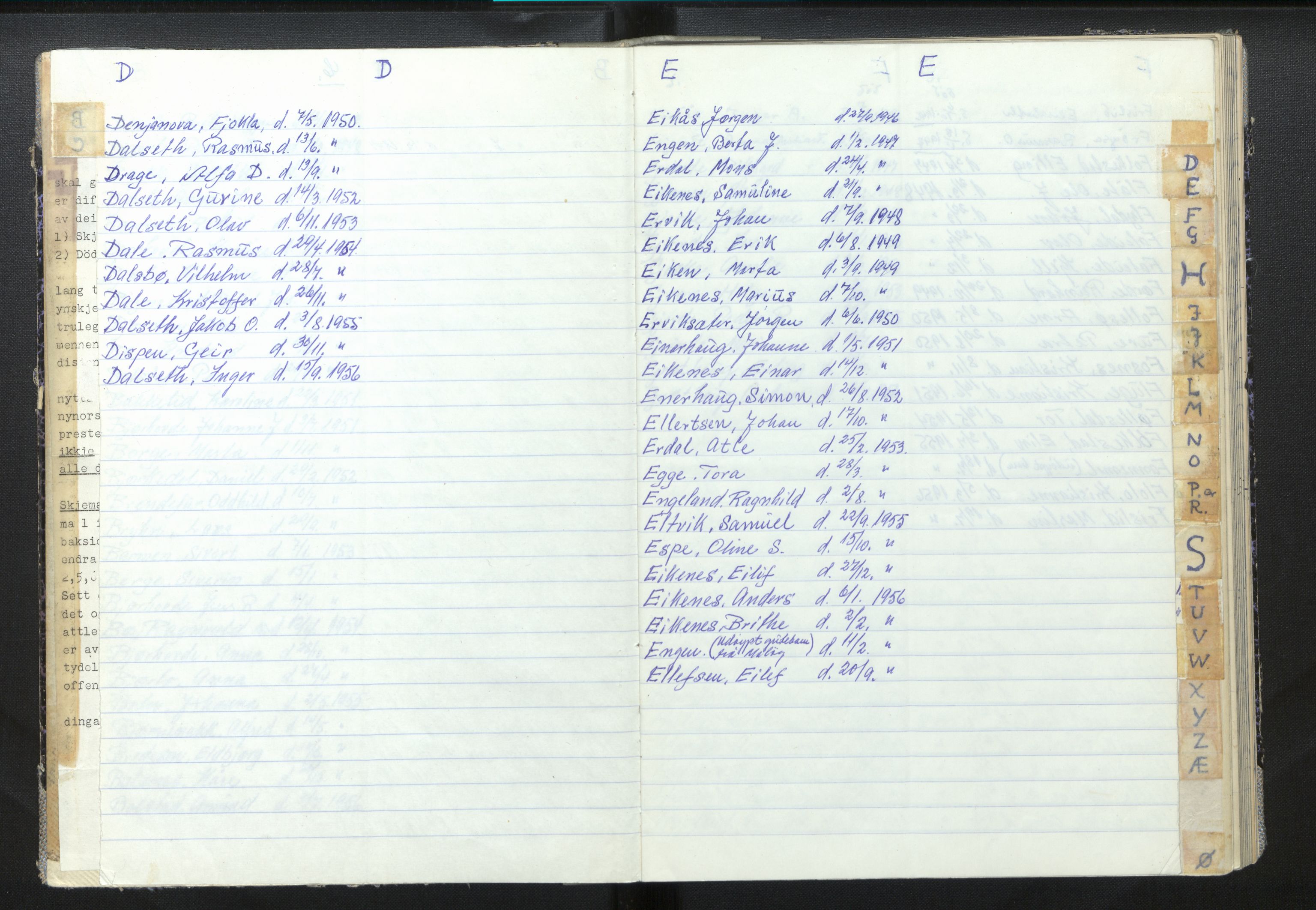 Lensmannen i Eid, AV/SAB-A-27001/0006/L0008: Dødsfallprotokoll, 1946-1956