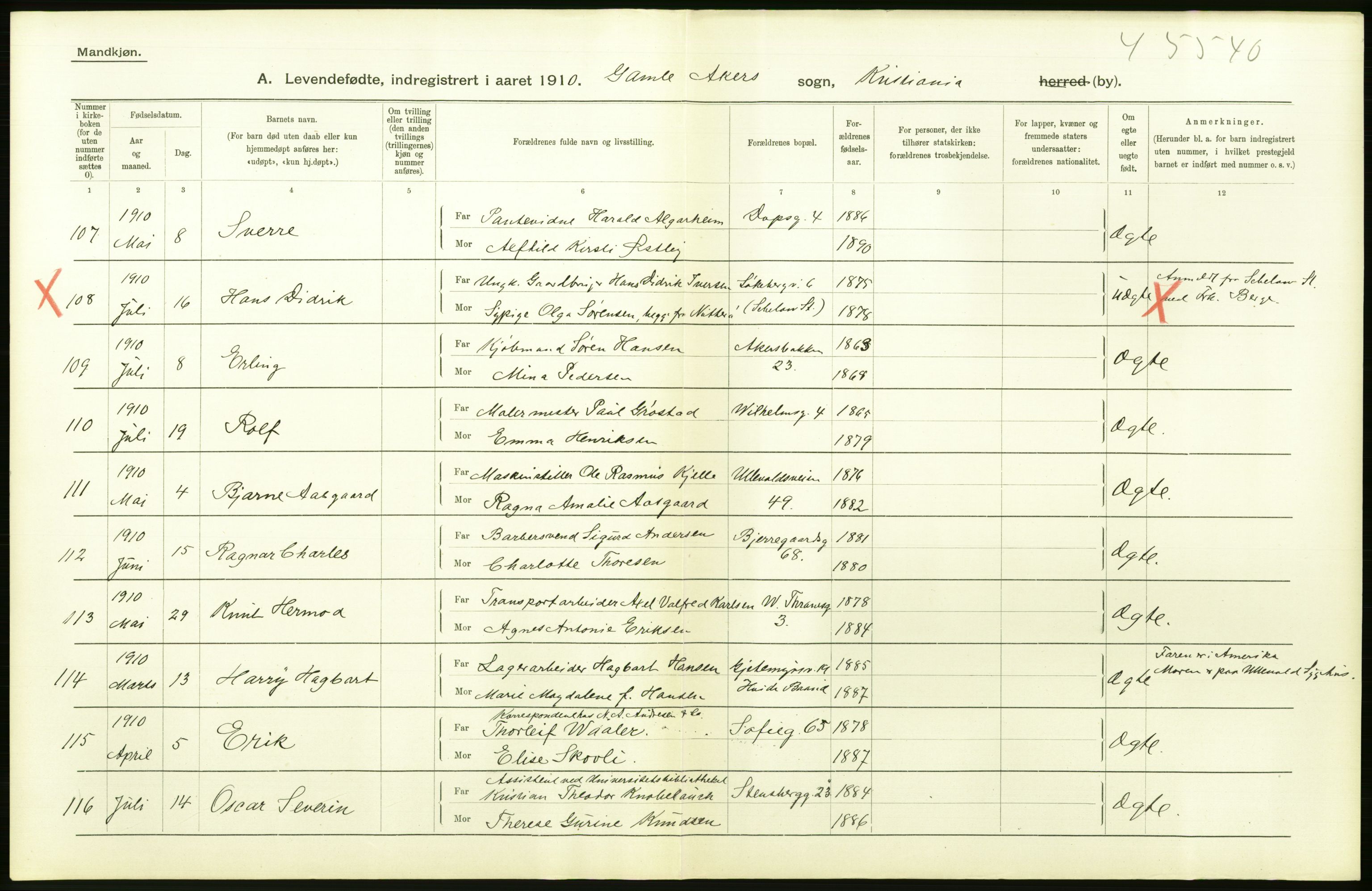 Statistisk sentralbyrå, Sosiodemografiske emner, Befolkning, AV/RA-S-2228/D/Df/Dfa/Dfah/L0006: Kristiania: Levendefødte menn., 1910, s. 620