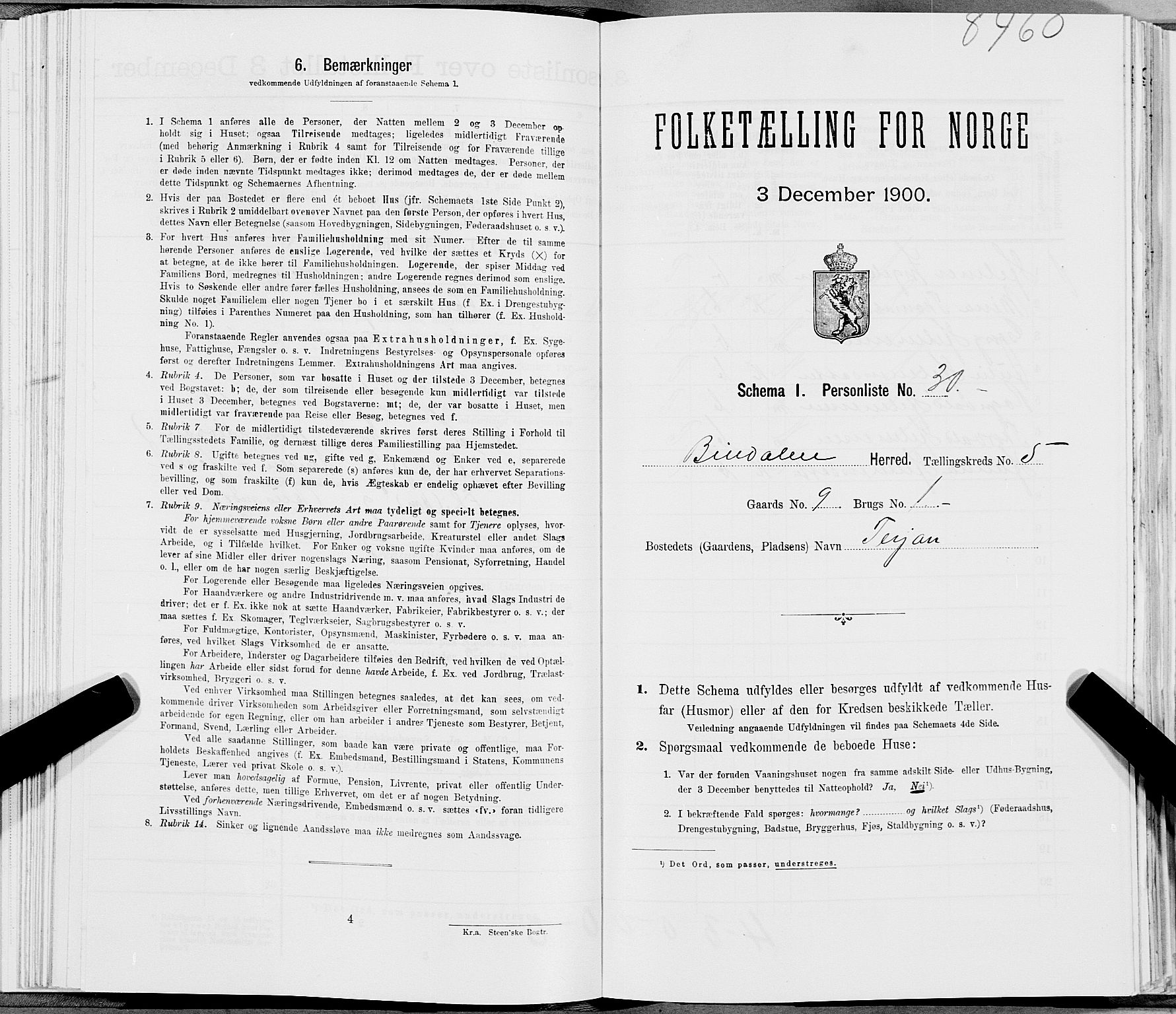 SAT, Folketelling 1900 for 1811 Bindal herred, 1900, s. 828