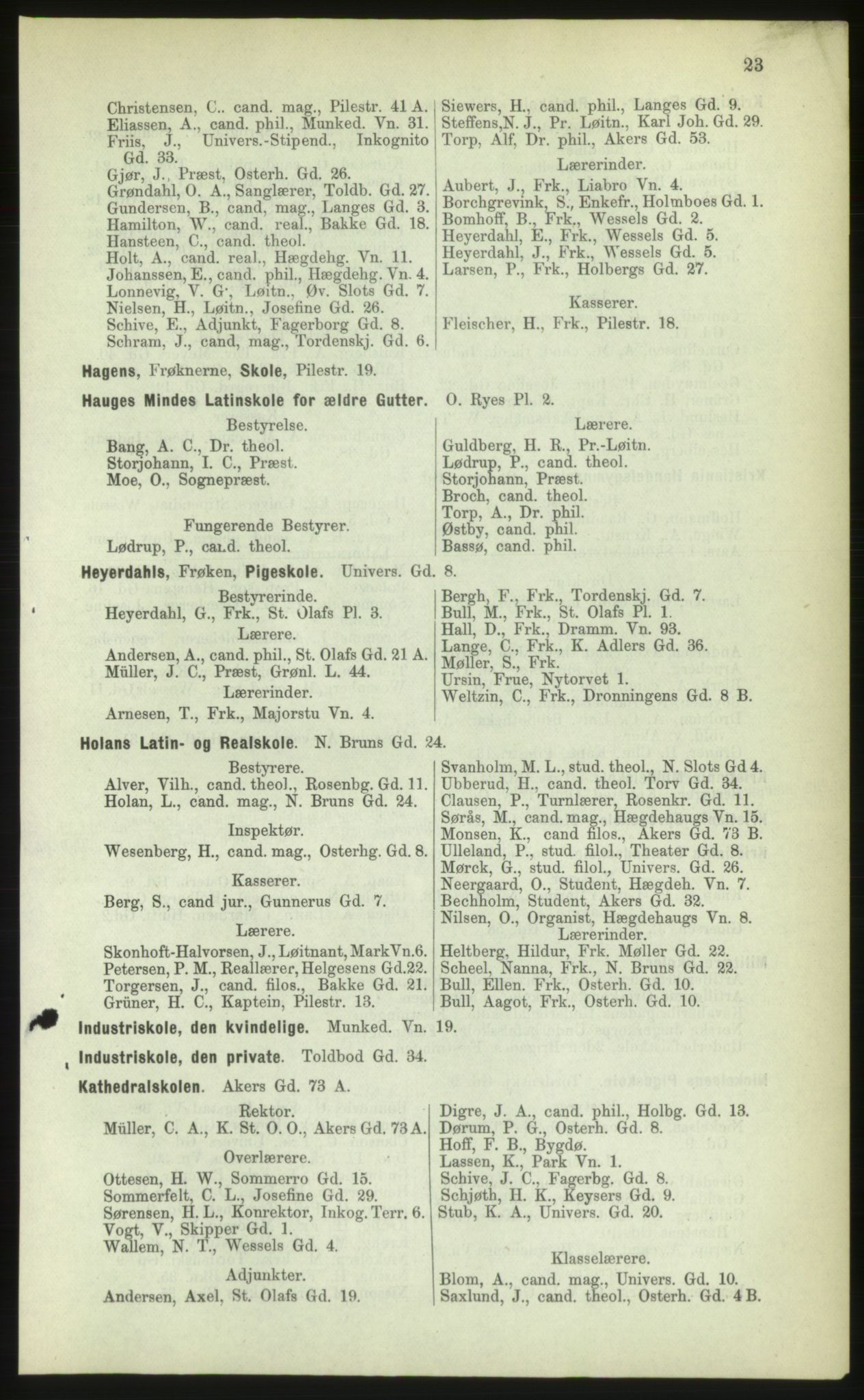 Kristiania/Oslo adressebok, PUBL/-, 1883, s. 23
