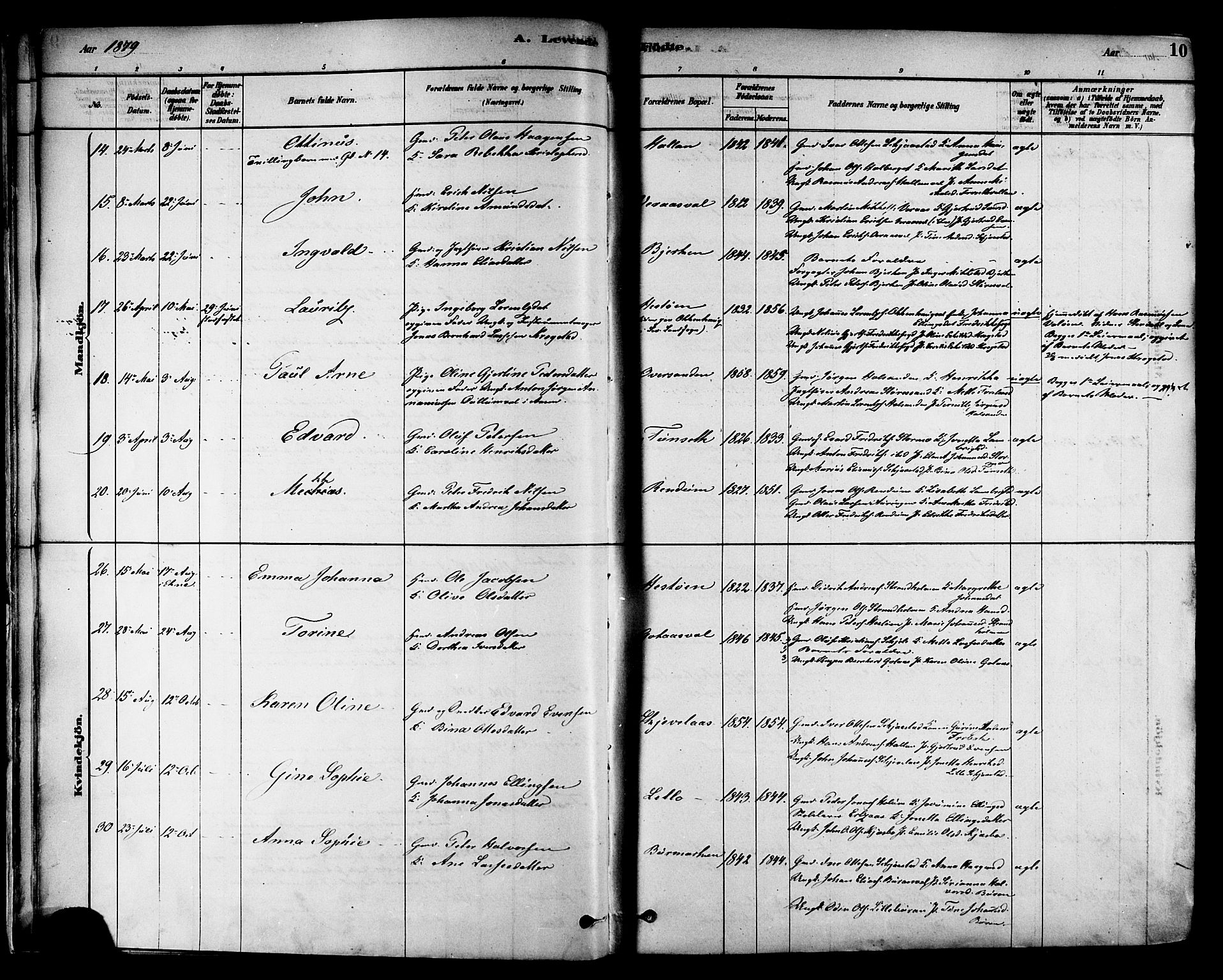 Ministerialprotokoller, klokkerbøker og fødselsregistre - Nord-Trøndelag, SAT/A-1458/717/L0159: Ministerialbok nr. 717A09, 1878-1898, s. 10