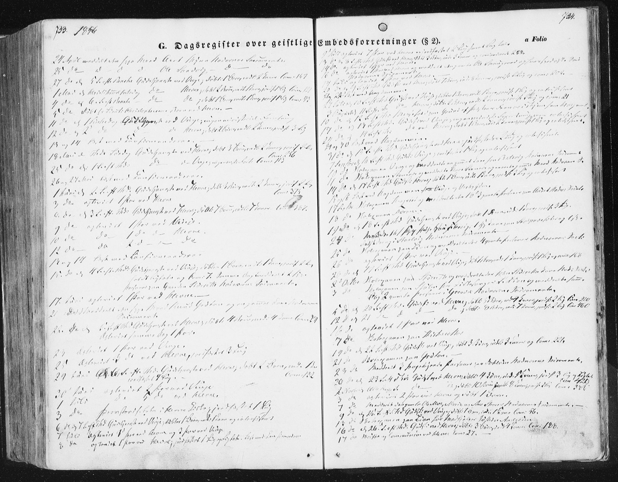 Ministerialprotokoller, klokkerbøker og fødselsregistre - Sør-Trøndelag, SAT/A-1456/630/L0494: Ministerialbok nr. 630A07, 1852-1868, s. 733-734