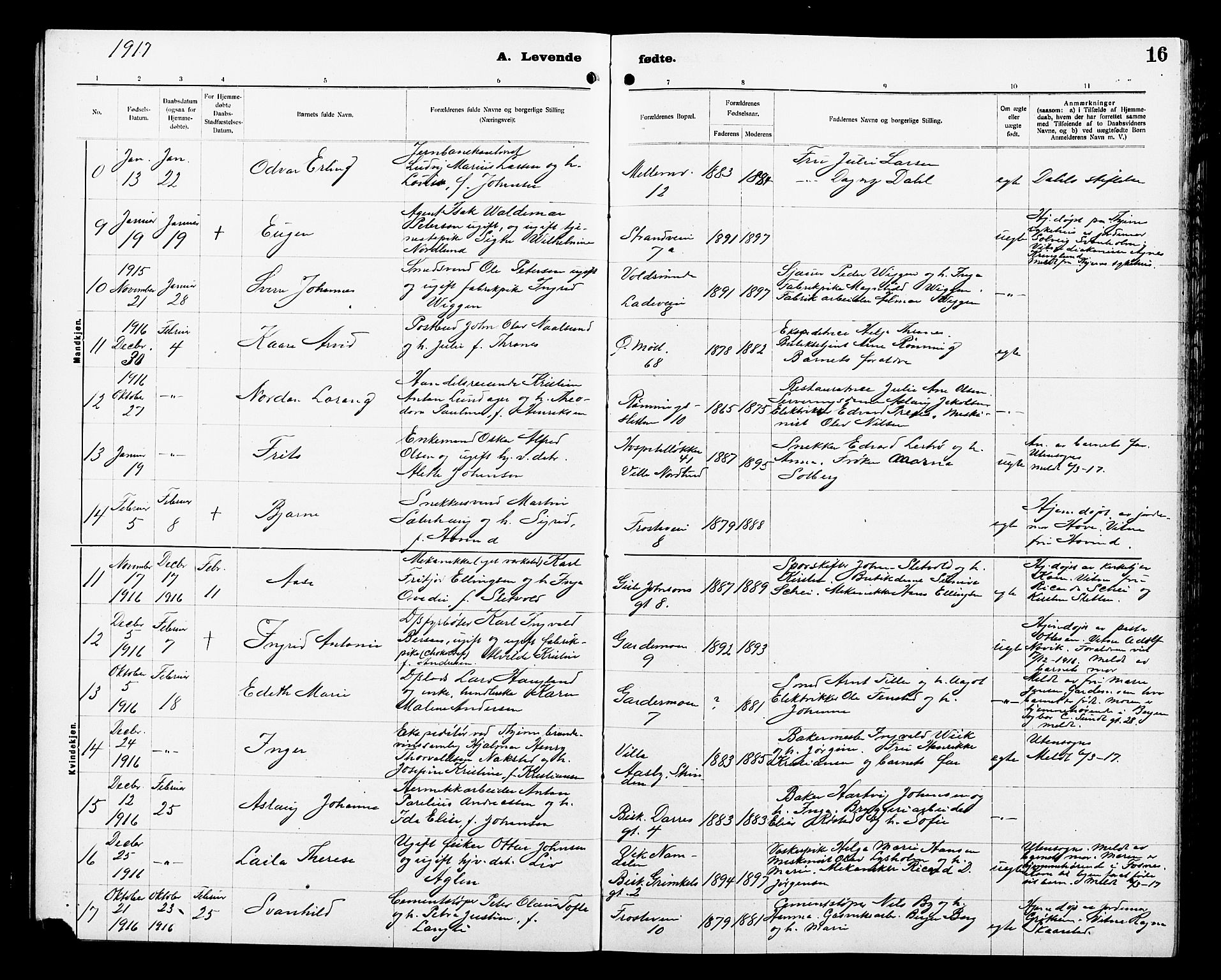 Ministerialprotokoller, klokkerbøker og fødselsregistre - Sør-Trøndelag, AV/SAT-A-1456/605/L0256: Klokkerbok nr. 605C03, 1916-1920, s. 16