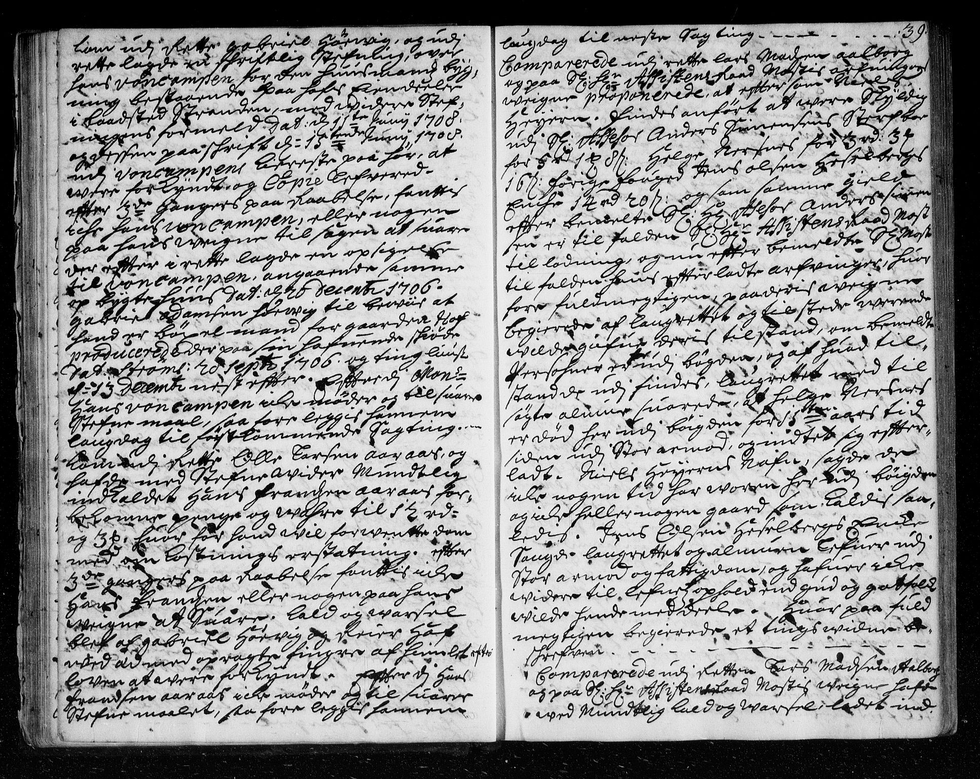 Lier, Røyken og Hurum sorenskriveri, SAKO/A-89/F/Fa/L0042: Tingbok, 1707-1712, s. 39