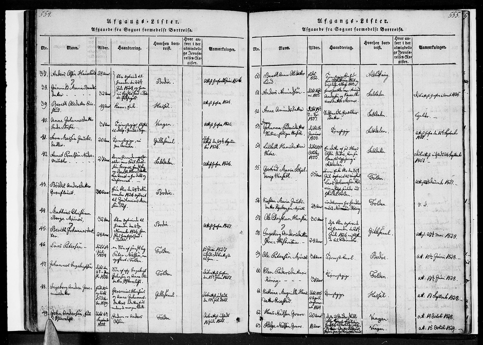 Ministerialprotokoller, klokkerbøker og fødselsregistre - Nordland, AV/SAT-A-1459/852/L0736: Ministerialbok nr. 852A06, 1820-1833, s. 554-555