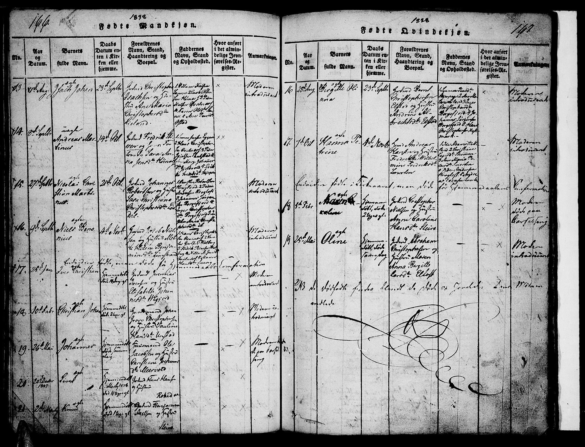 Ministerialprotokoller, klokkerbøker og fødselsregistre - Nordland, AV/SAT-A-1459/880/L1130: Ministerialbok nr. 880A04, 1821-1843, s. 166-167