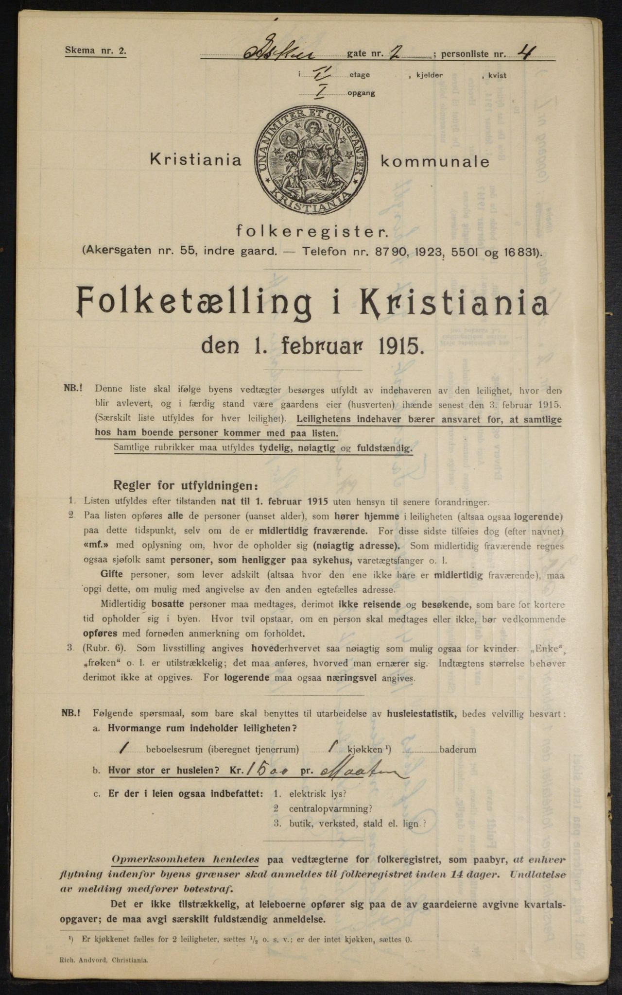 OBA, Kommunal folketelling 1.2.1915 for Kristiania, 1915, s. 2584