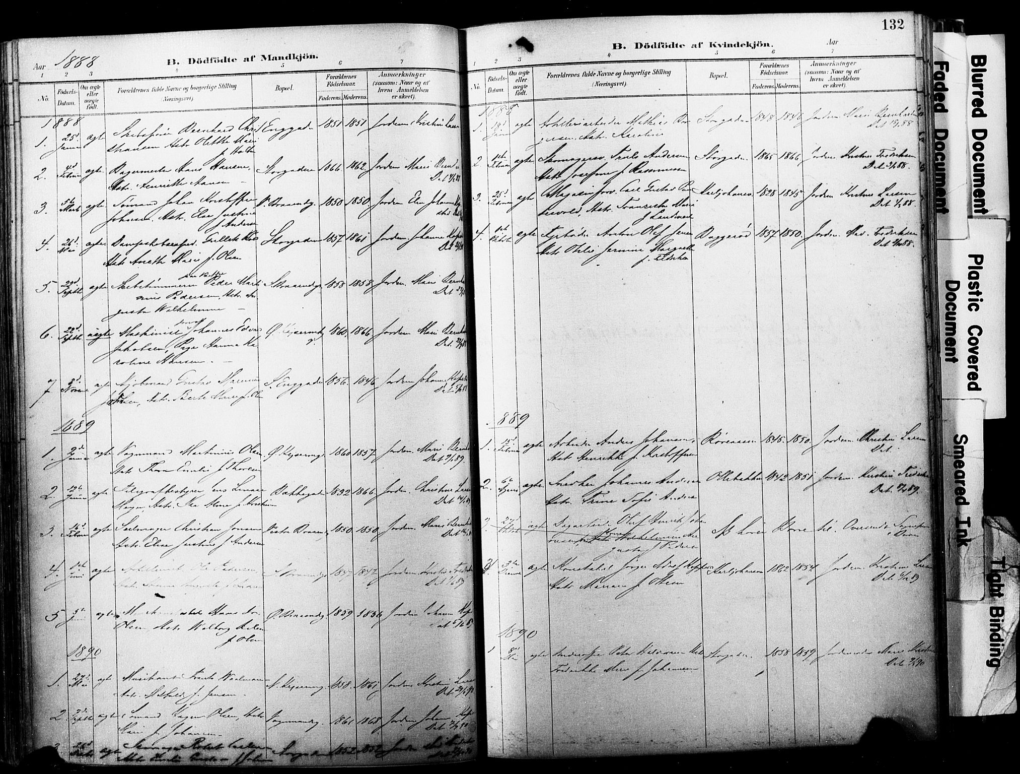 Horten kirkebøker, AV/SAKO-A-348/F/Fa/L0004: Ministerialbok nr. 4, 1888-1895, s. 132