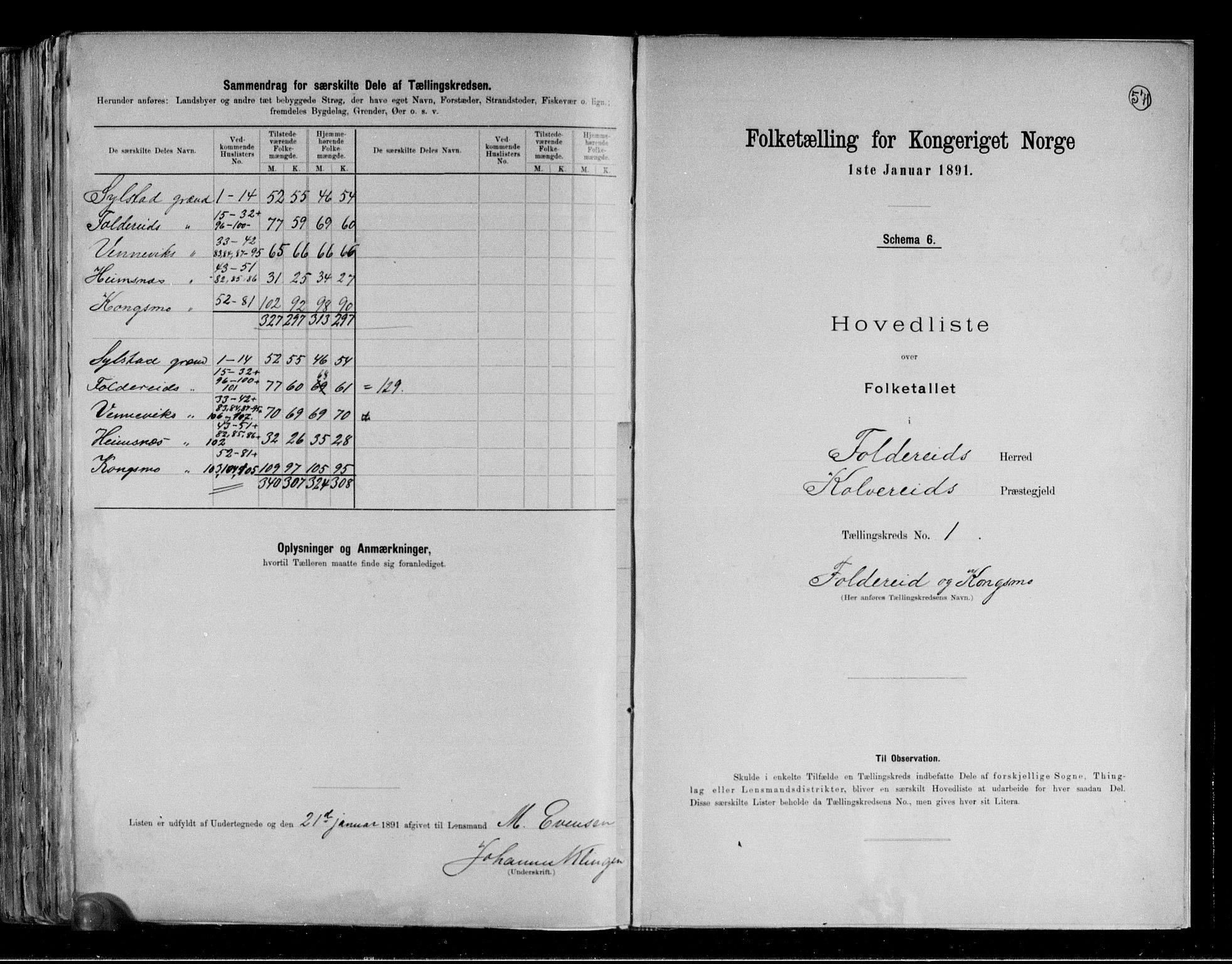 RA, Folketelling 1891 for 1753 Foldereid herred, 1891, s. 7