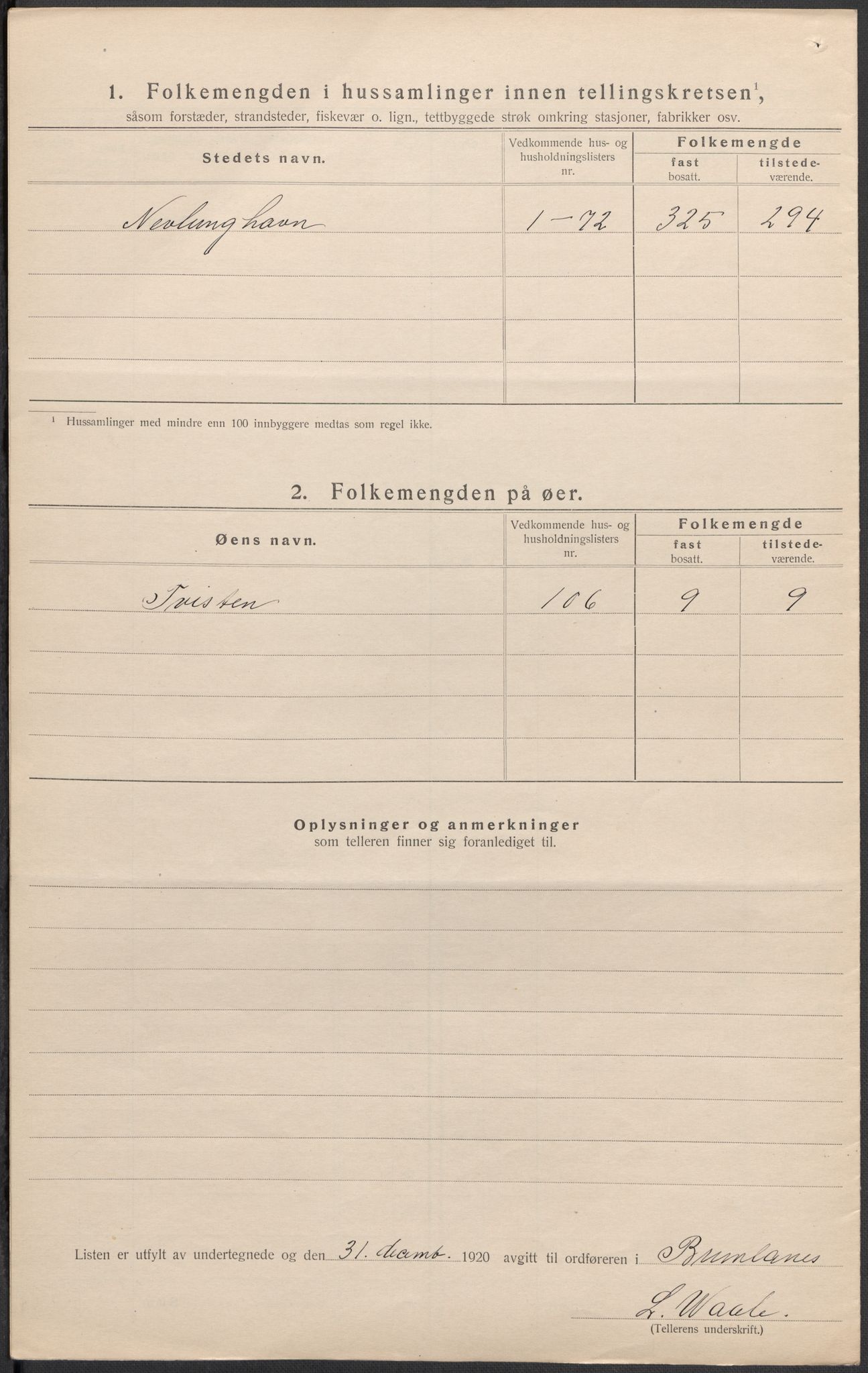 SAKO, Folketelling 1920 for 0726 Brunlanes herred, 1920, s. 47