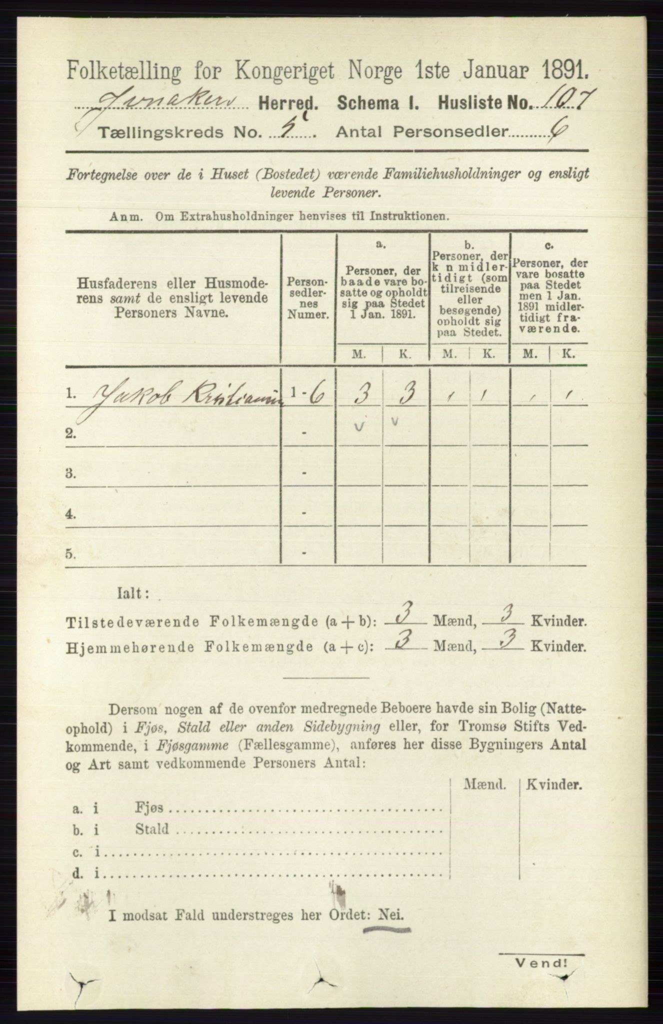 RA, Folketelling 1891 for 0532 Jevnaker herred, 1891, s. 2426