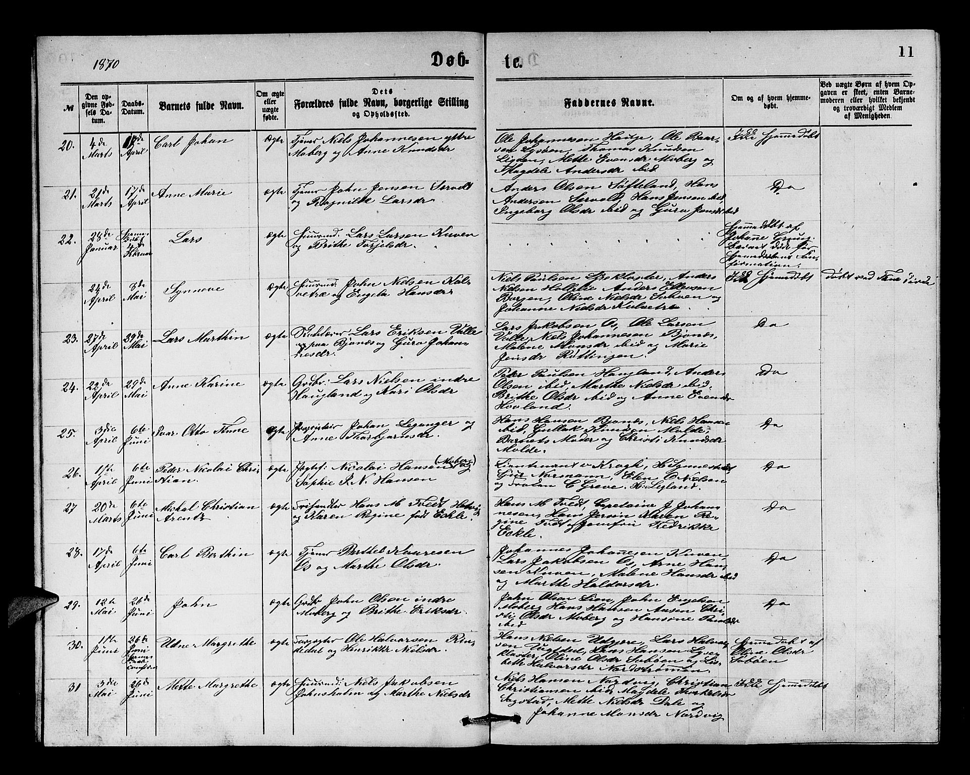 Os sokneprestembete, AV/SAB-A-99929: Klokkerbok nr. A 1, 1869-1879, s. 10