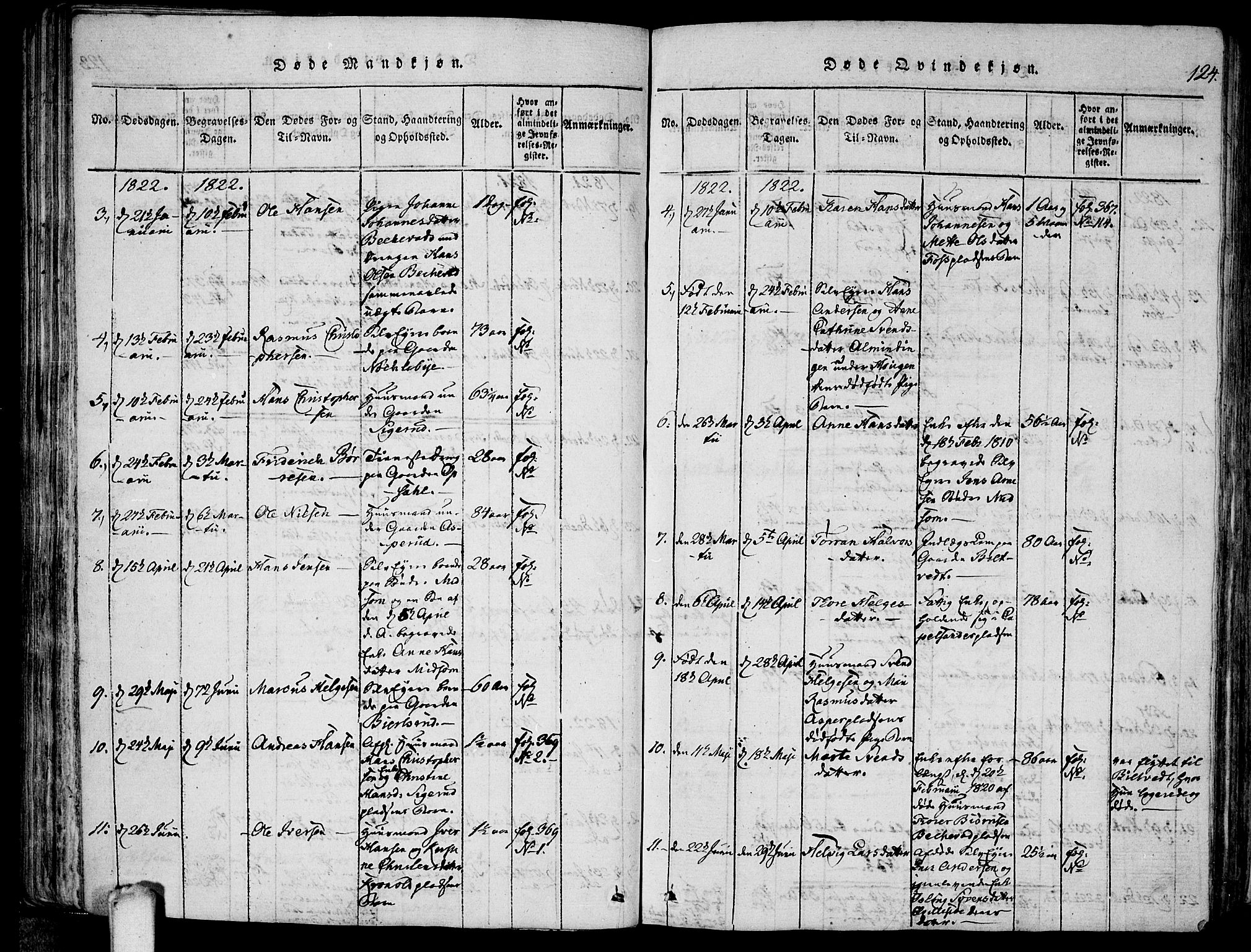 Kråkstad prestekontor Kirkebøker, SAO/A-10125a/F/Fa/L0003: Ministerialbok nr. I 3, 1813-1824, s. 124