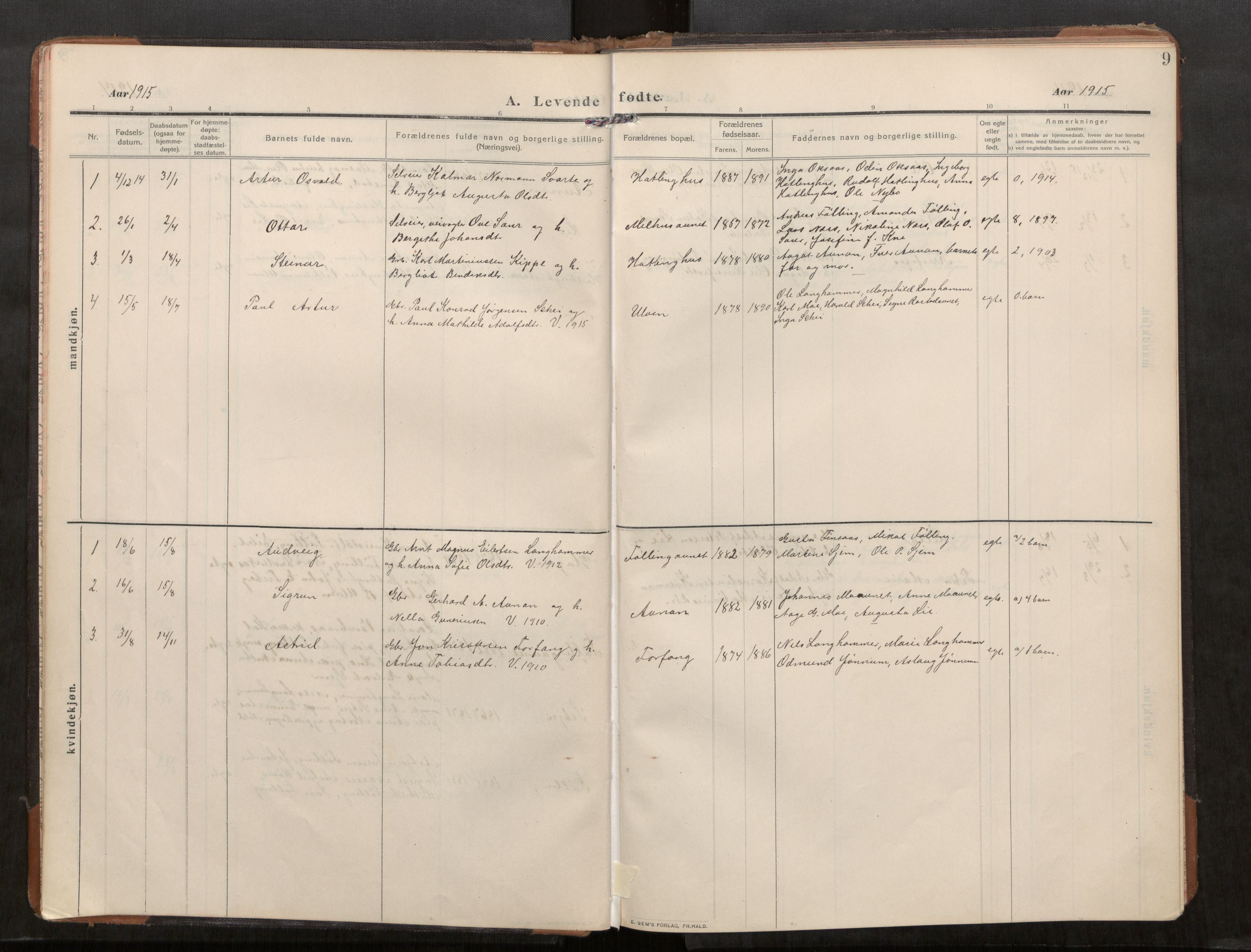 Stod sokneprestkontor, AV/SAT-A-1164/1/I/I1/I1a/L0003: Ministerialbok nr. 3, 1909-1934, s. 9