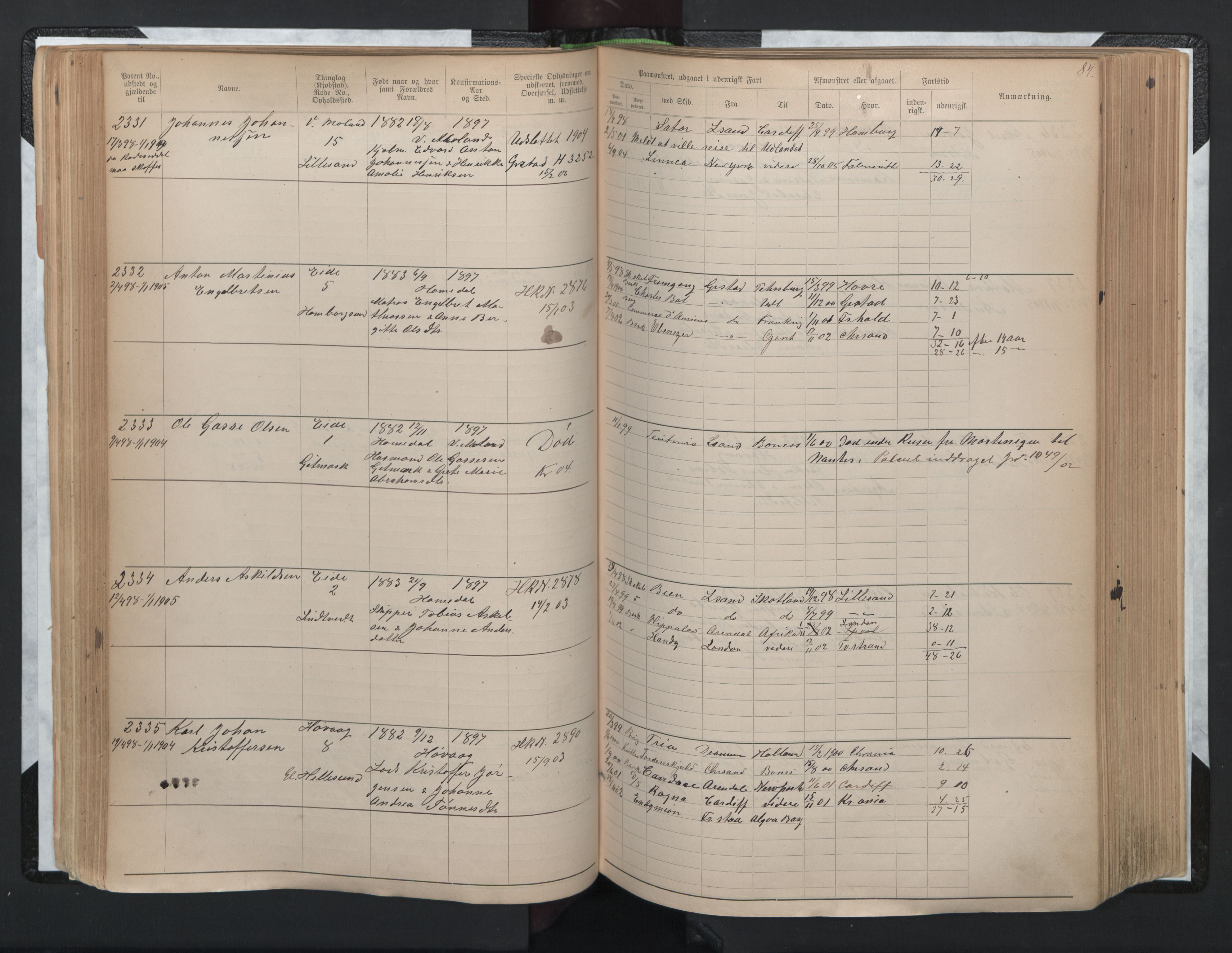 Lillesand mønstringskrets, AV/SAK-2031-0014/F/Fa/L0005: Annotasjonsrulle nr 1921-3502 med register, G-2, 1890-1948, s. 114
