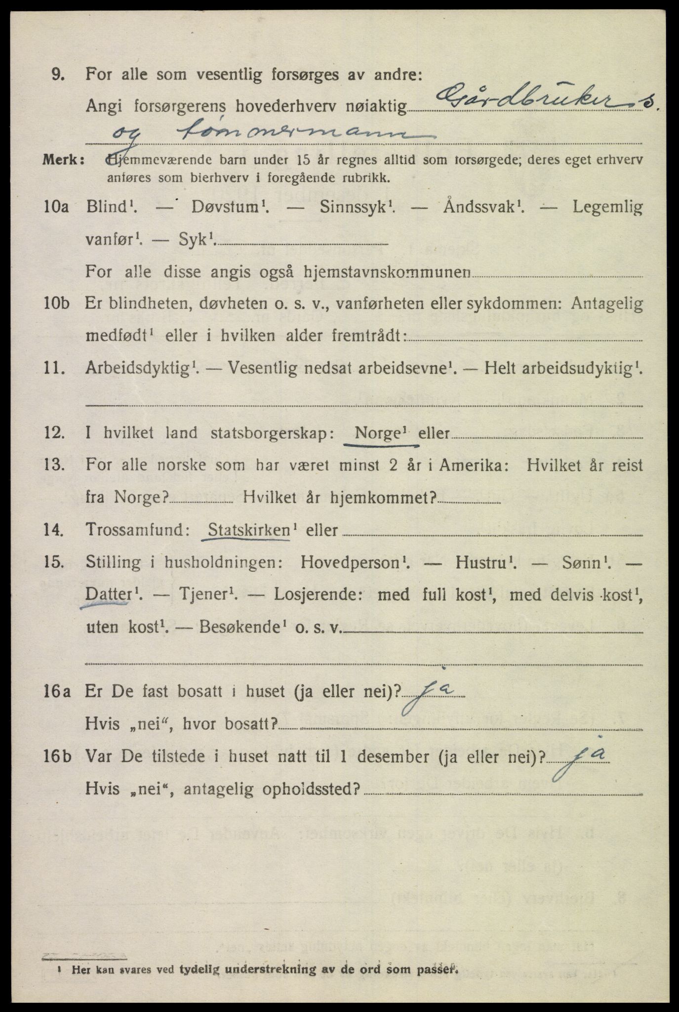 SAK, Folketelling 1920 for 1026 Åseral herred, 1920, s. 2423